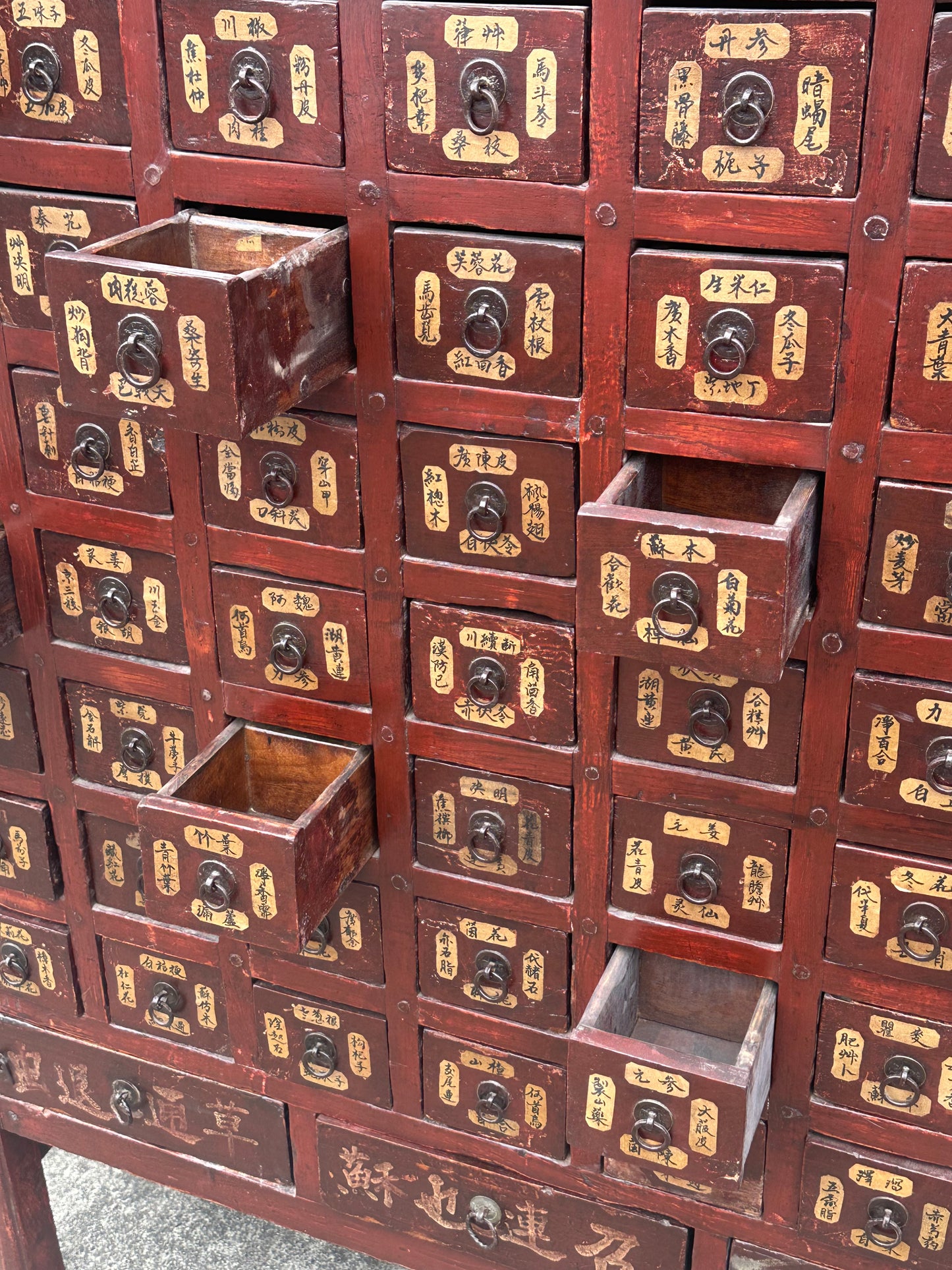 Antique Chinese Qing Dynasty 59-Drawer Apothecary Chest Herb Cabinet 58"H