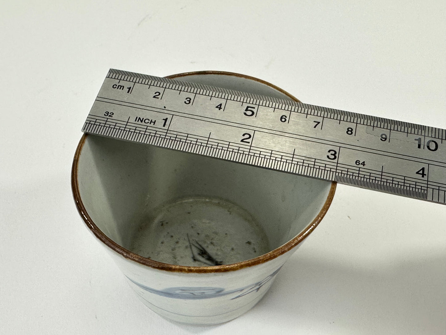 Antique Japanese Edo Period Blue & White Porcelain Sobachoko Sake / Tea Cup 3"