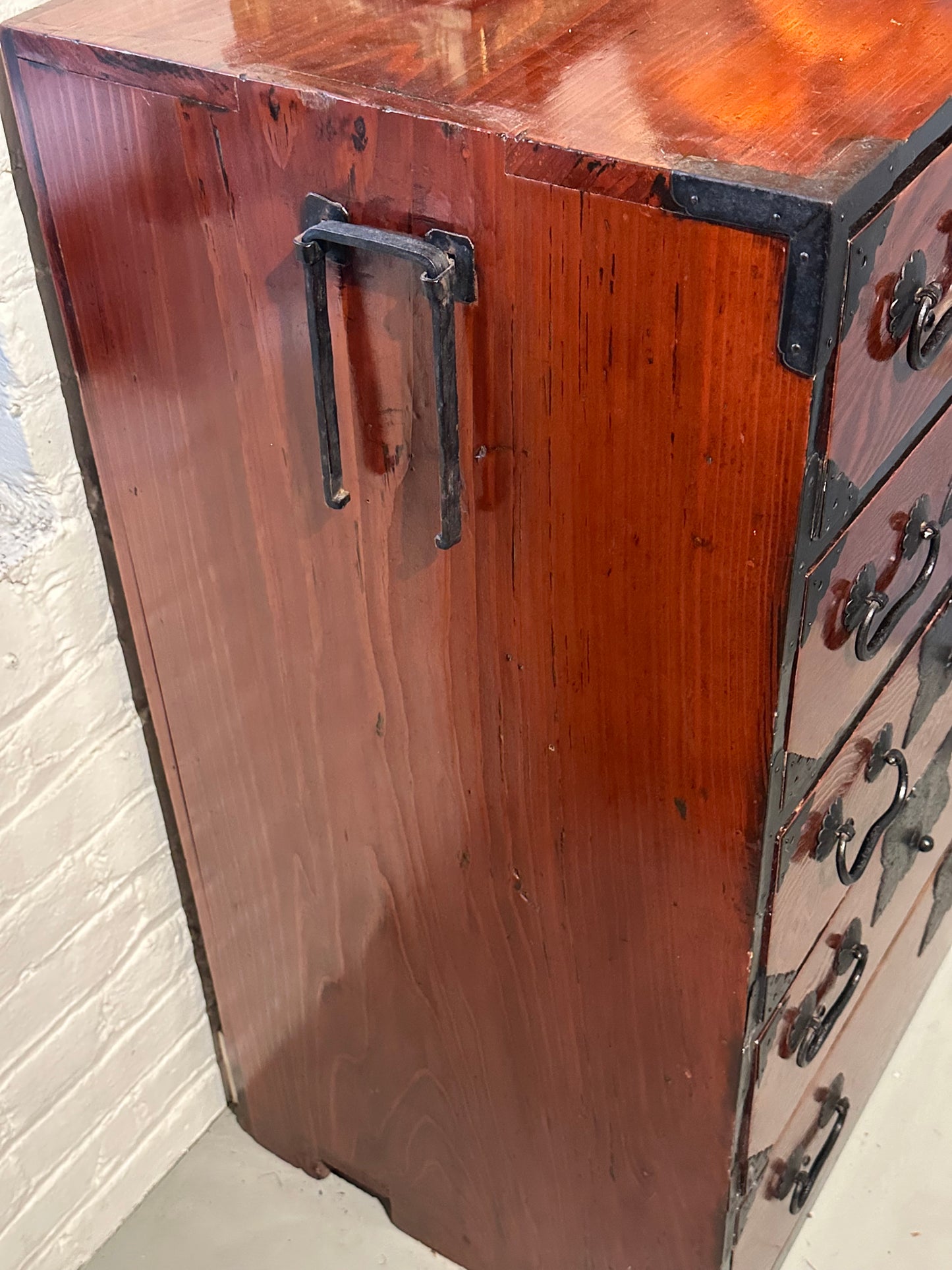 Antique Japanese Sendai Ishodansu Clothing Tansu Keyaki & Sugi Chest 39"H LS#124