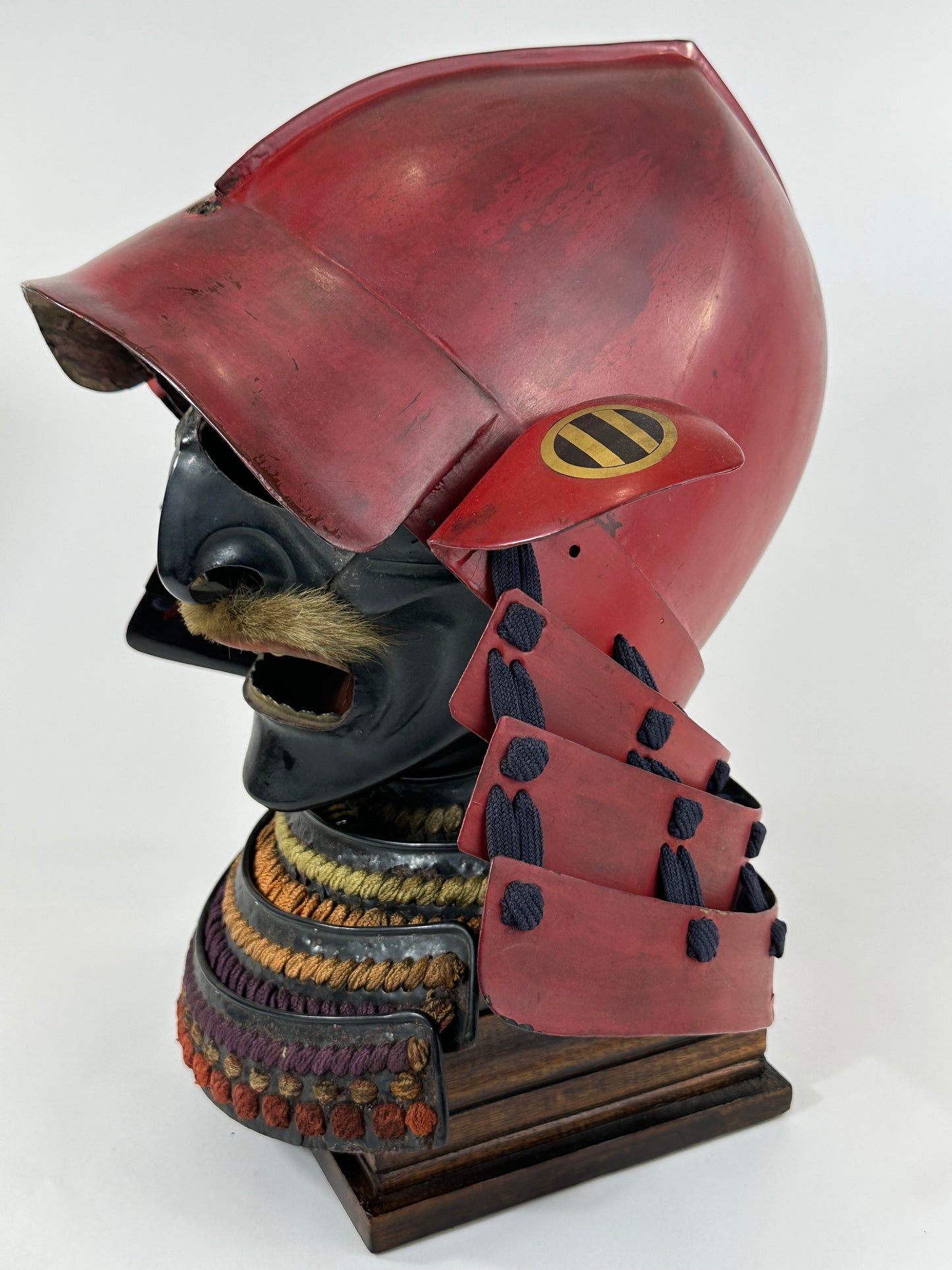 Japanese Edo Period Momonari Kabuto Samurai Helmet Red Lacquer w/ Crescent Moon Maedate LS#157