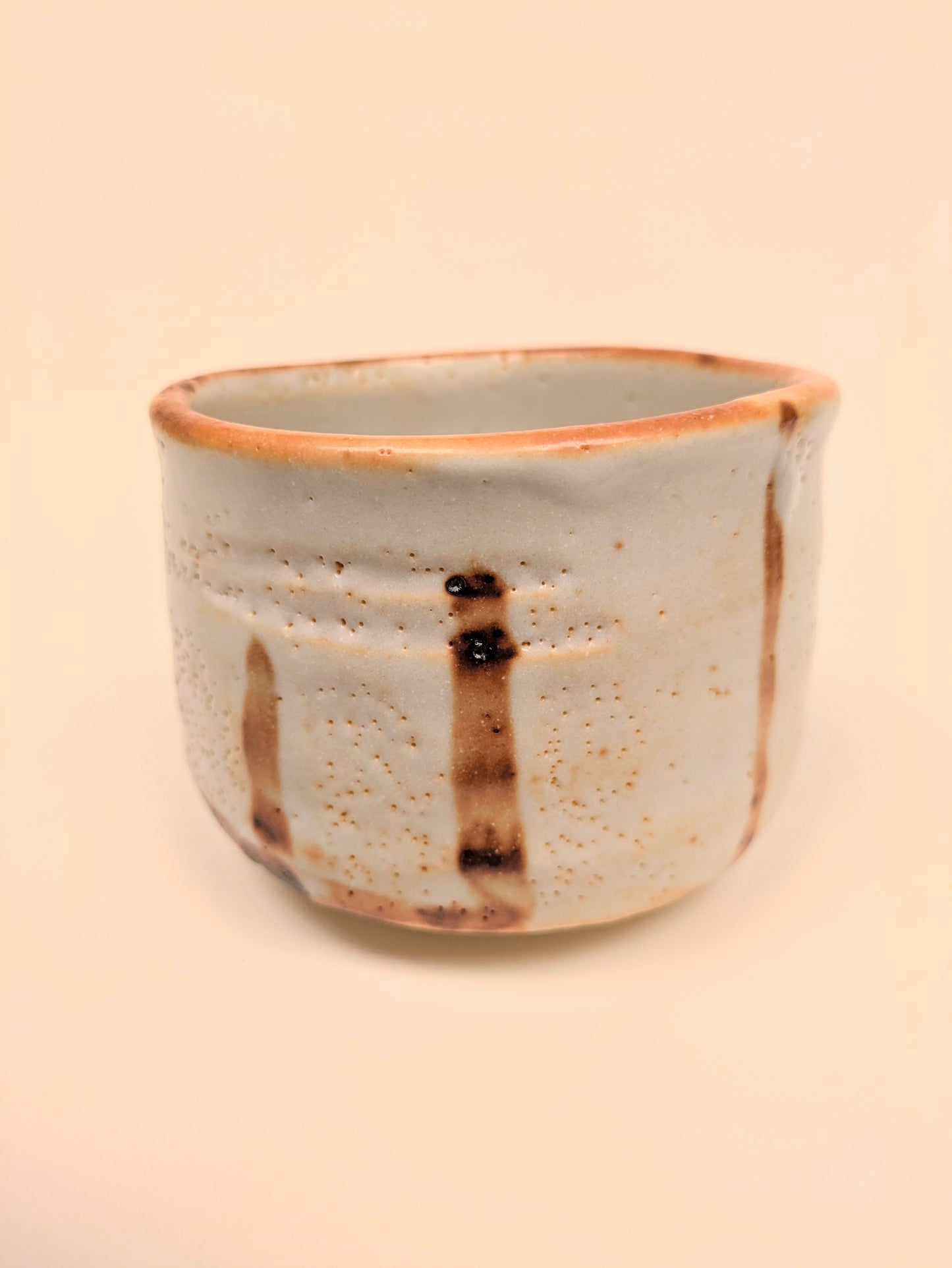 Vintage Japanese Chawan Kiri Wood Box Tea Ceremony Bowl Ceramic 4.5" Shino
