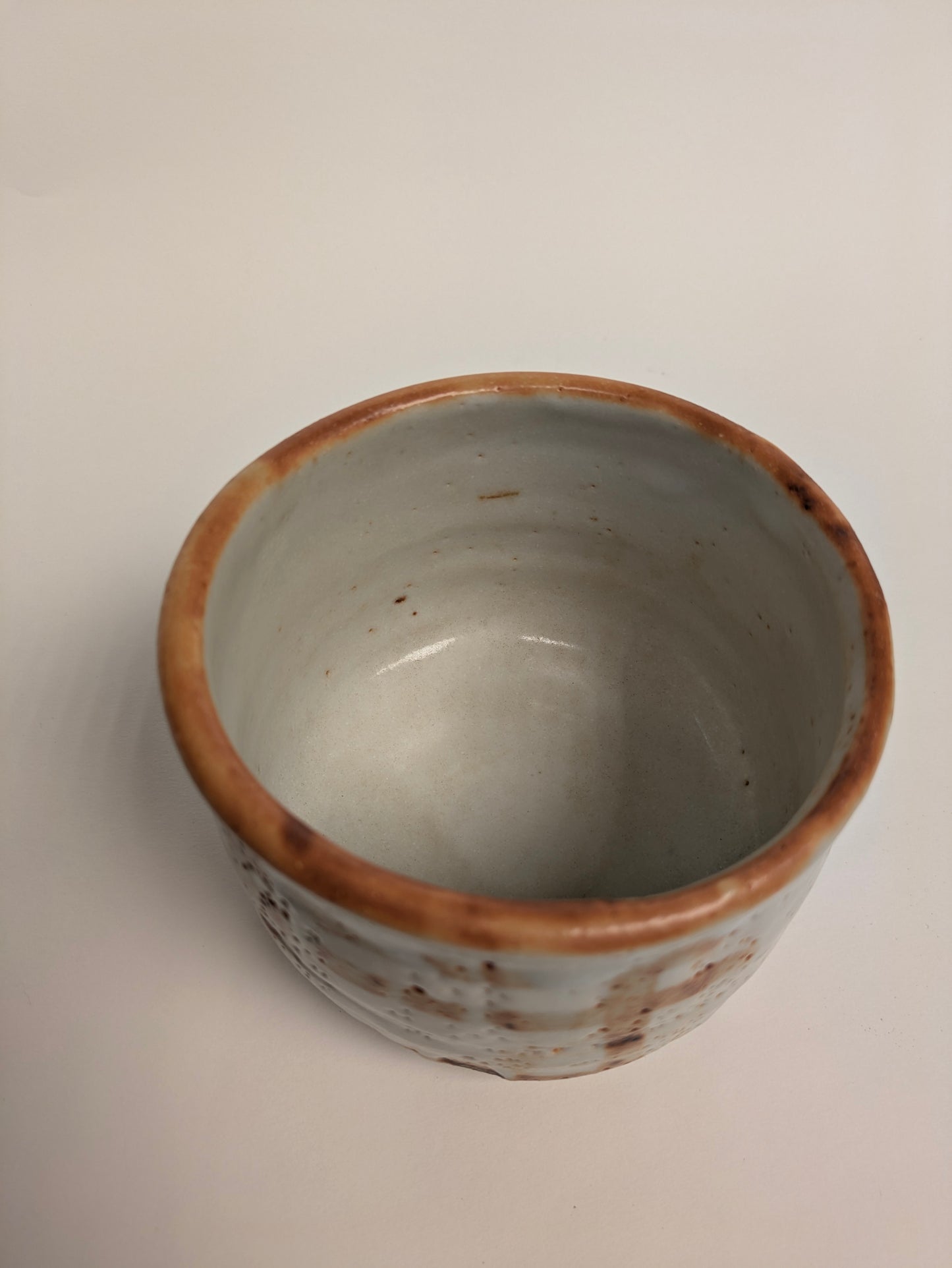 Vintage Japanese Chawan Kiri Wood Box Tea Ceremony Bowl Ceramic 4.5" Shino