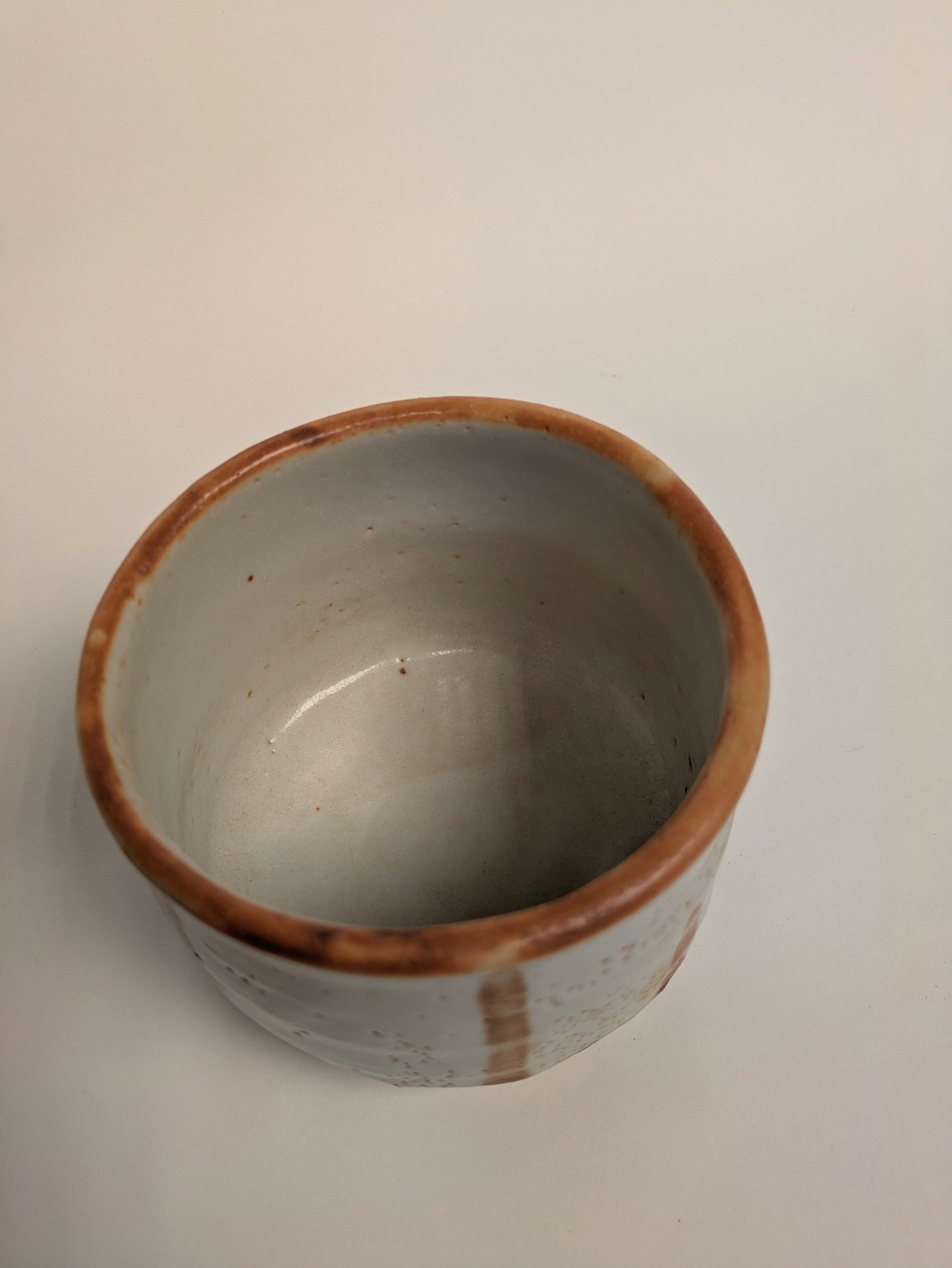 Vintage Japanese Chawan Kiri Wood Box Tea Ceremony Bowl Ceramic 4.5" Shino