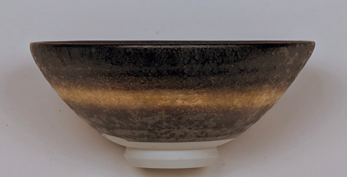 Vintage Japanese Tenmoku Chawan Tea Ceremony Bowl Ceramic 5.75" w/ Kiri Wood Box