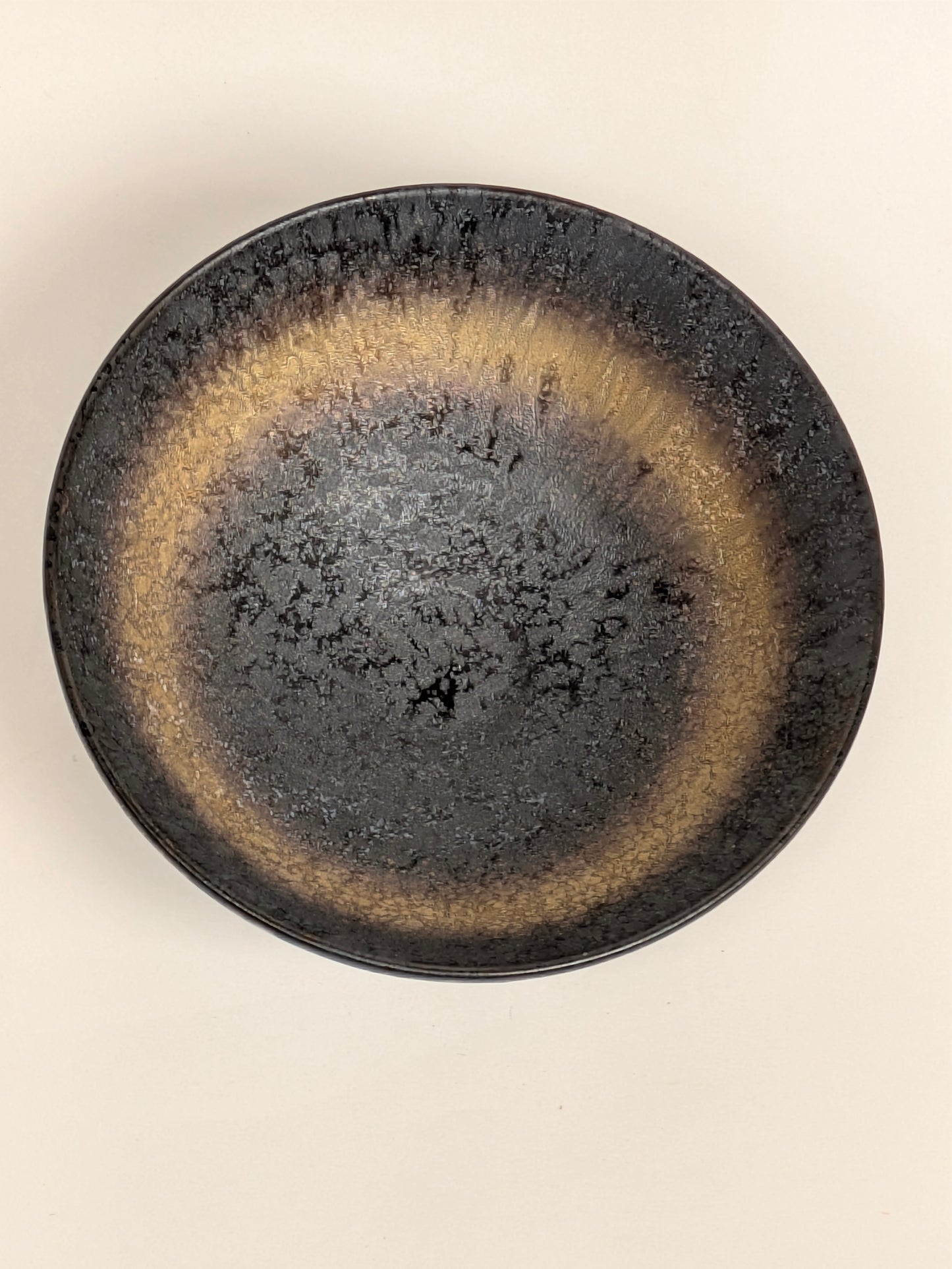 Vintage Japanese Tenmoku Chawan Tea Ceremony Bowl Ceramic 5.75" w/ Kiri Wood Box