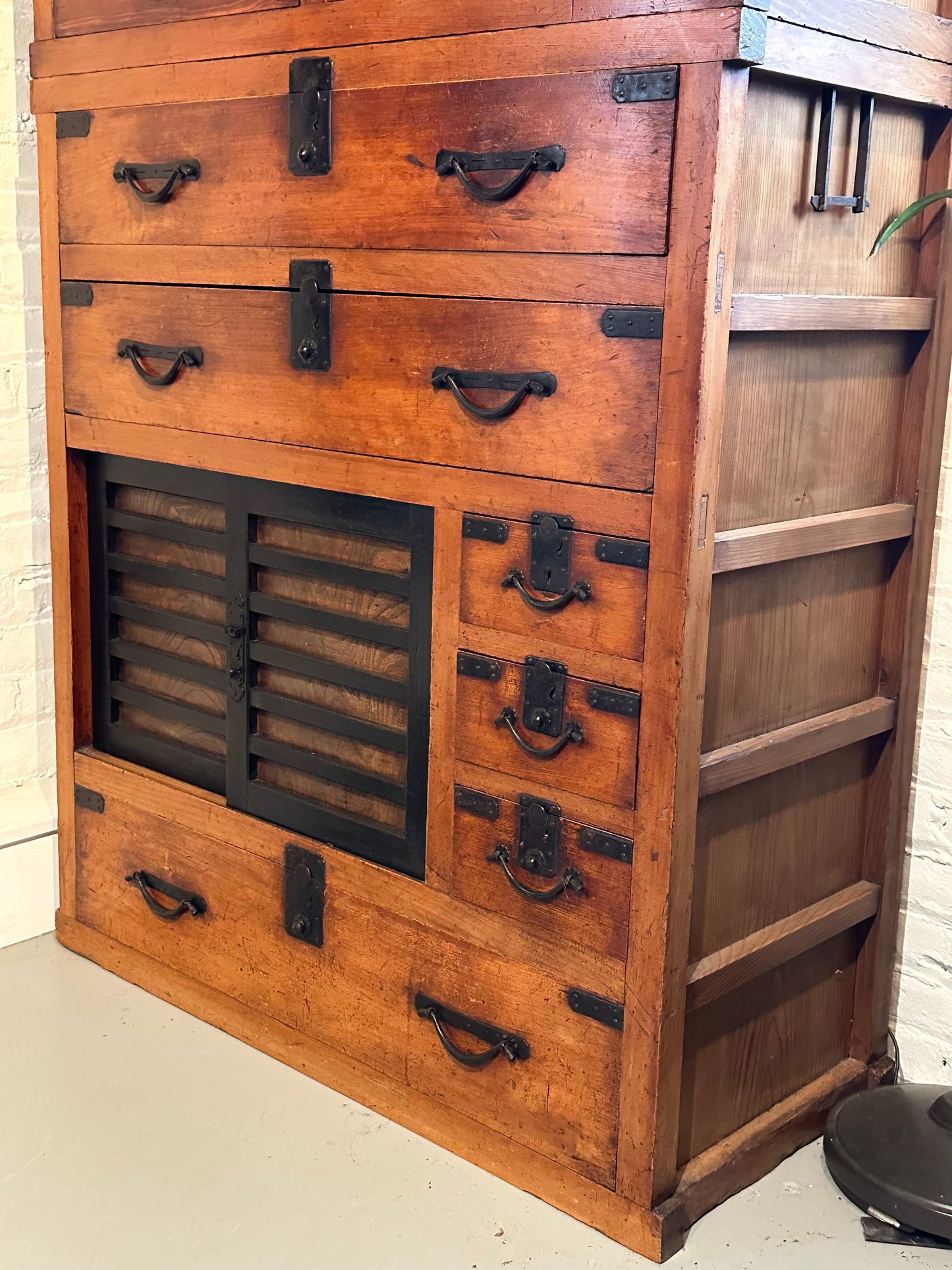 Antique Japanese Meiji Period Chobadansu Merchant Tansu Chest 38"W LS#127