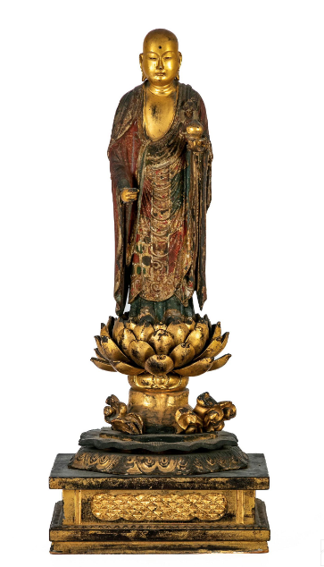 Antique Japanese 18th/19th Century Bodhisattva Buddhist Gilded Sculpture Standing LS#058