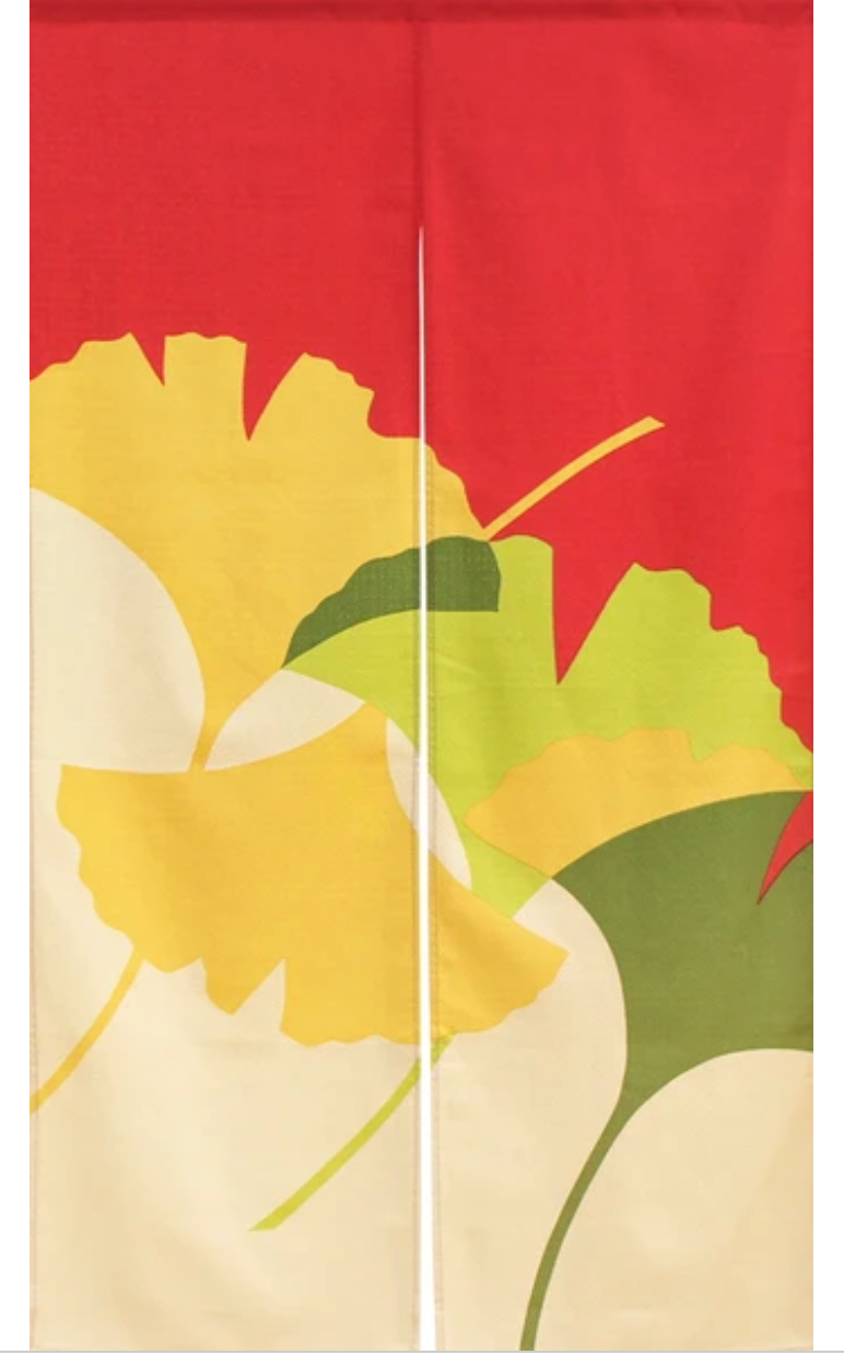 New Japanese Noren Curtain Ginkgo Leaf Red Cotton 150cm 100% Cotton