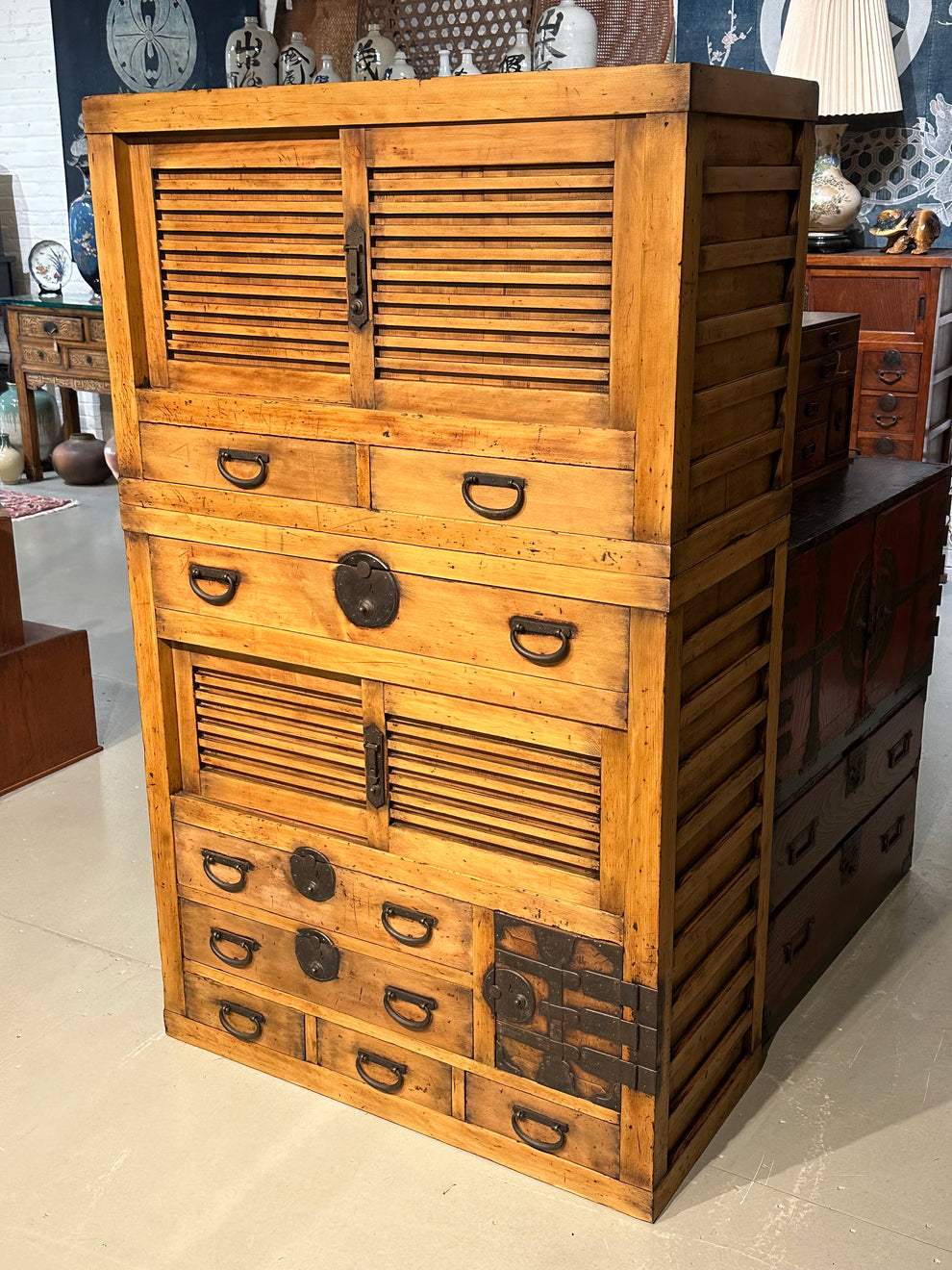 Antique Japanese Kitchen Mizuya Tansu Meiji Era c1880's Hinoki Sugi Ch – Shogun's Gallery