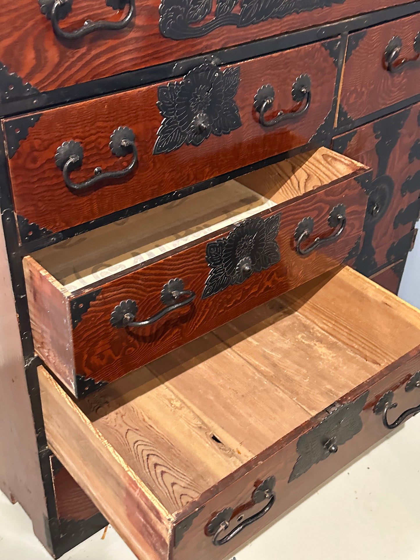 Antique Japanese Sendai Ishodansu Clothing Tansu Keyaki & Sugi Chest 39"H LS#124