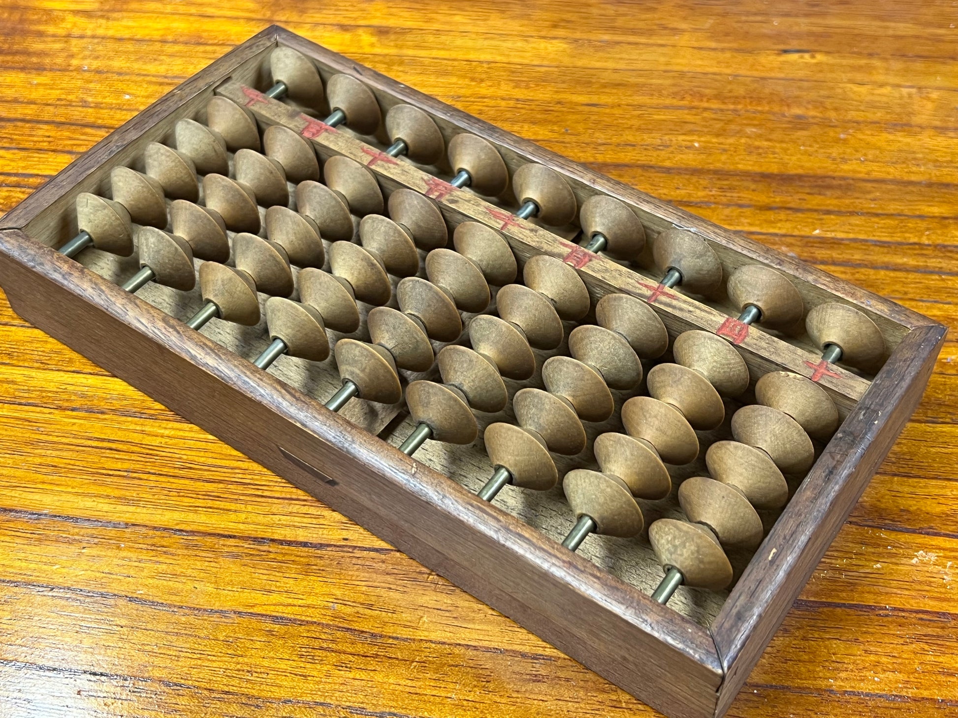 Japanese Abacus Short Wooden Soroban 54 Bead 8”W 8 Decimal places