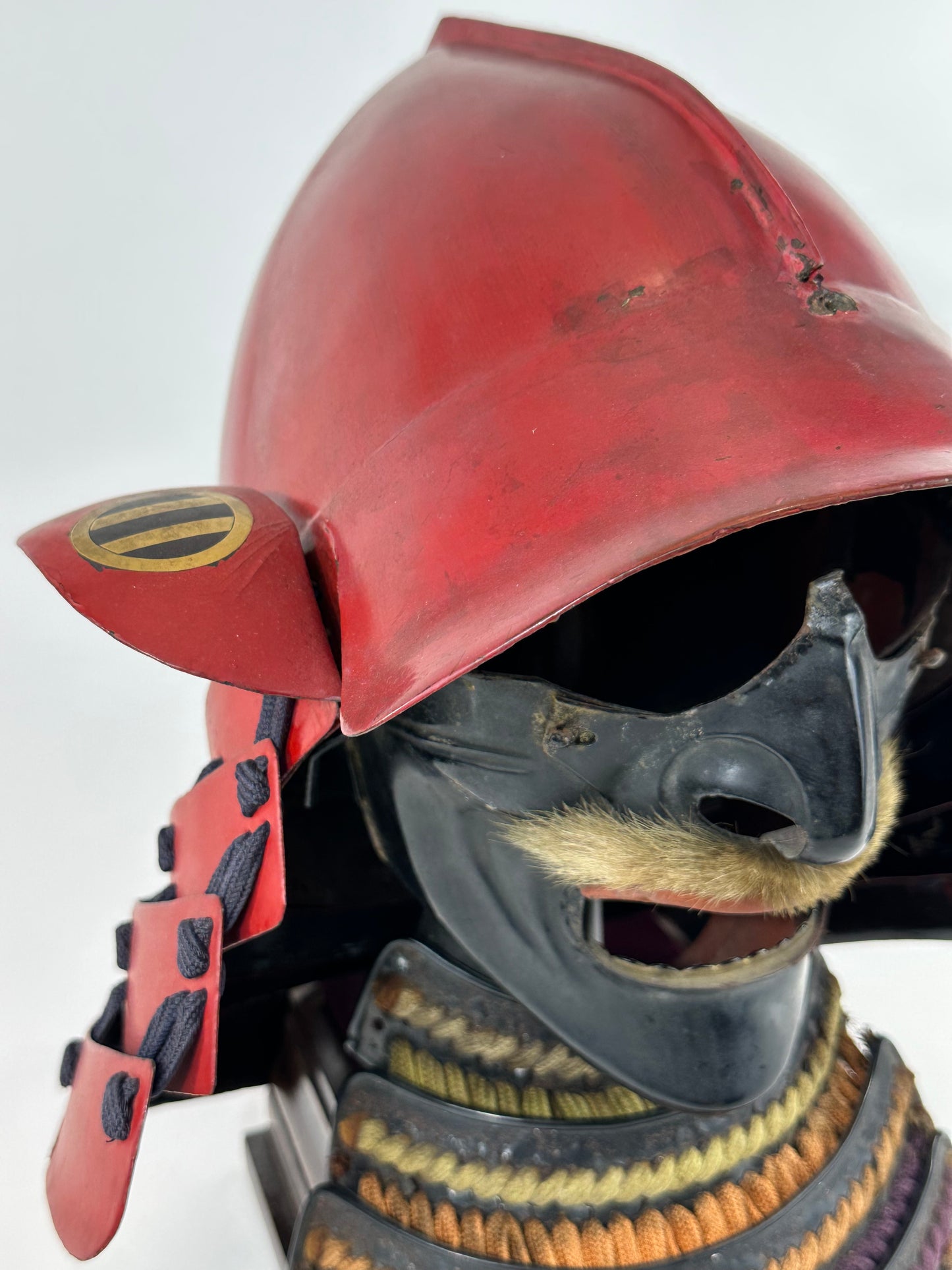 Japanese Edo Period Momonari Kabuto Samurai Helmet Red Lacquer w/ Crescent Moon Maedate LS#157