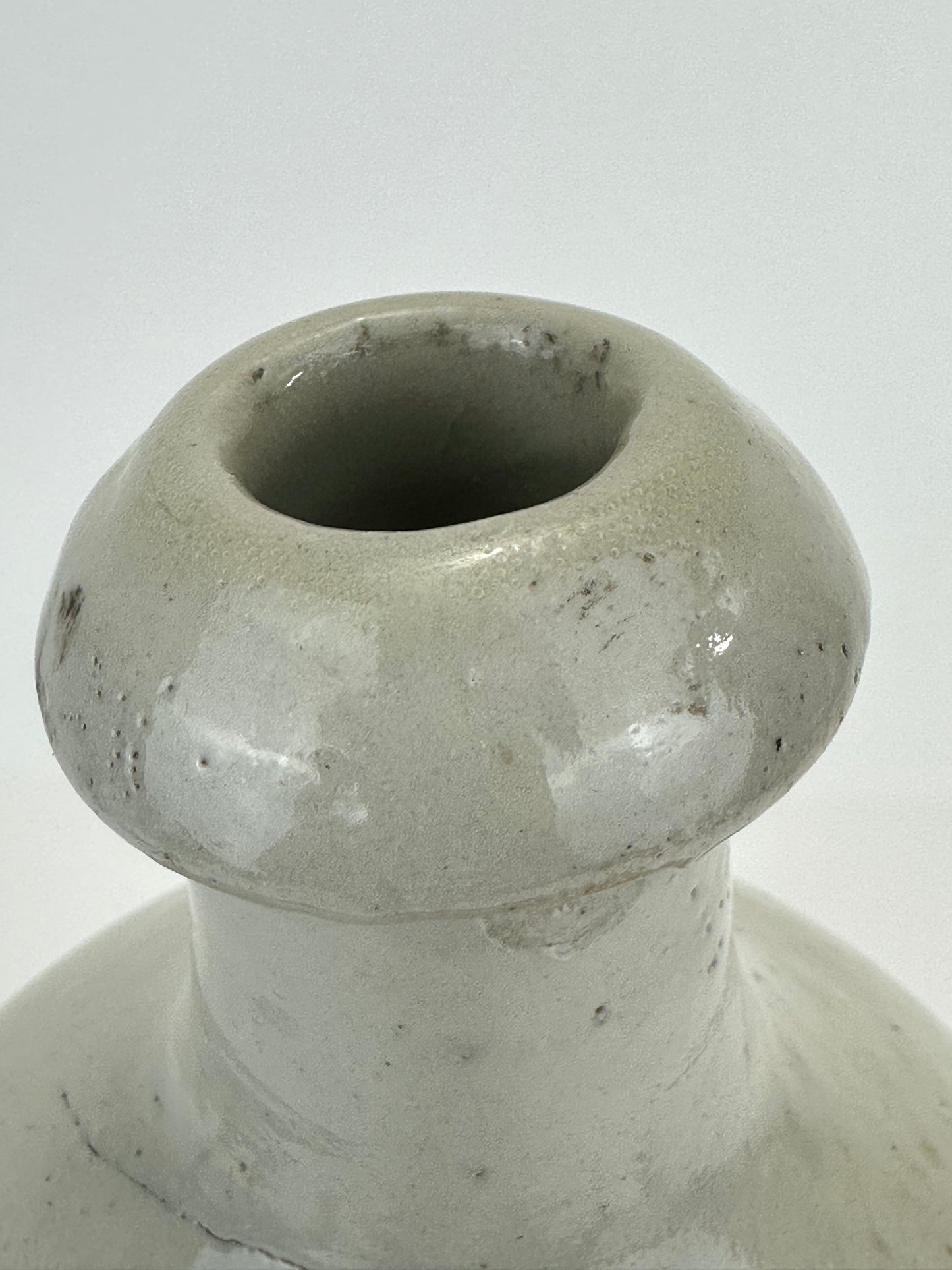 Antique Japanese 1800's Tokkuri Sake Jug Calligraphy Ceramic Mingei Vase 10"