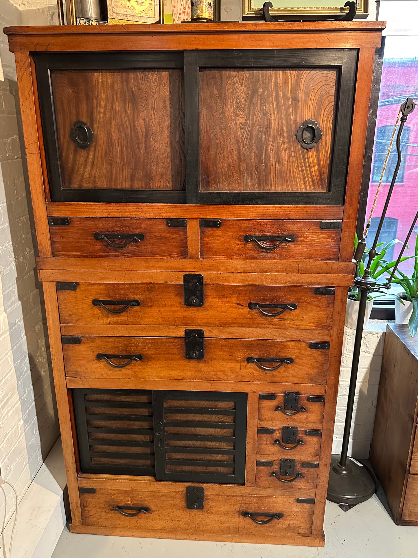 Antique Japanese Meiji Period Chobadansu Merchant Tansu Chest 38"W LS#127