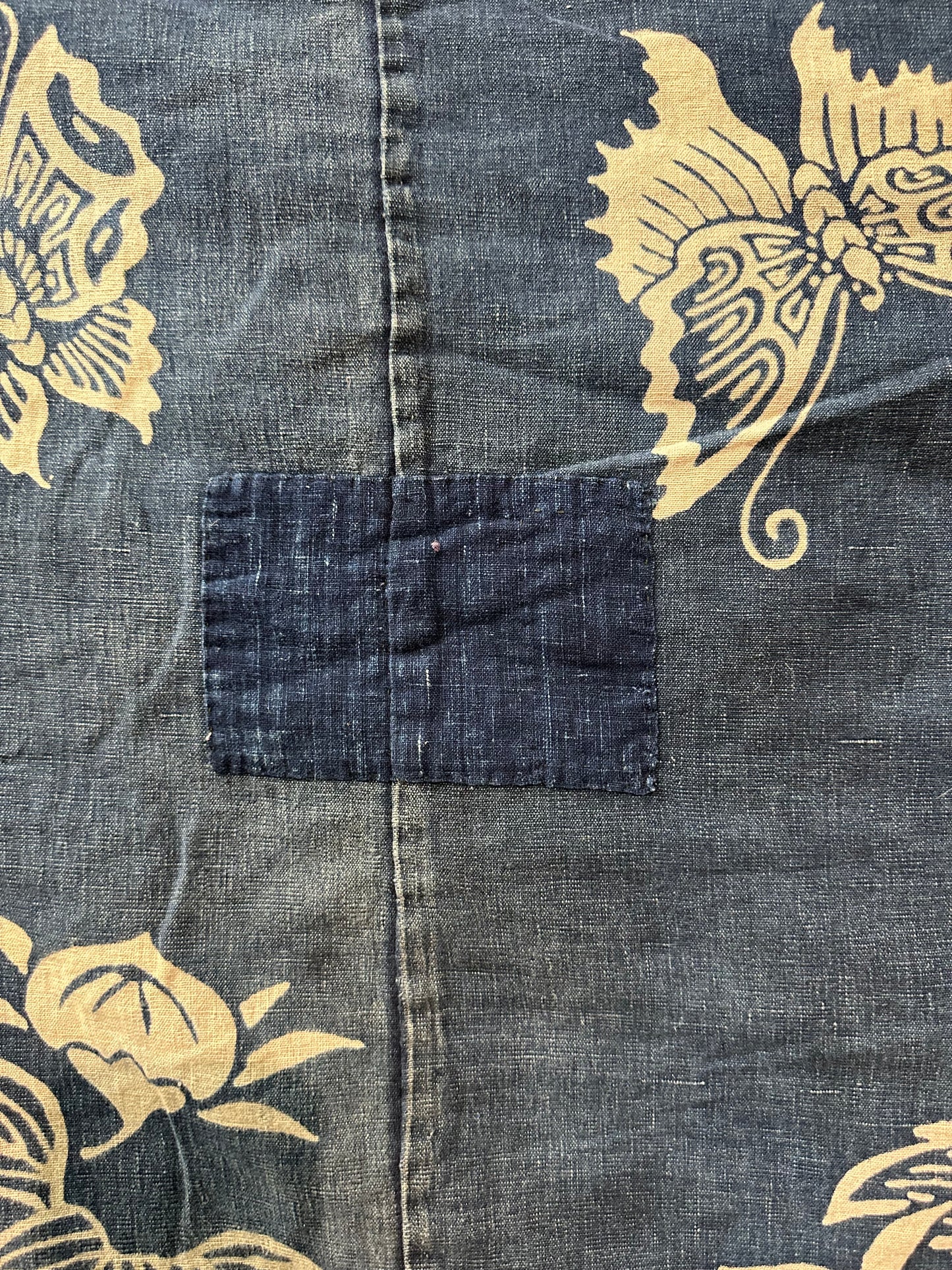 Antique Japanese 19th Century Textile Peonies Boro - Tsutsugaki 77"x68" #61
