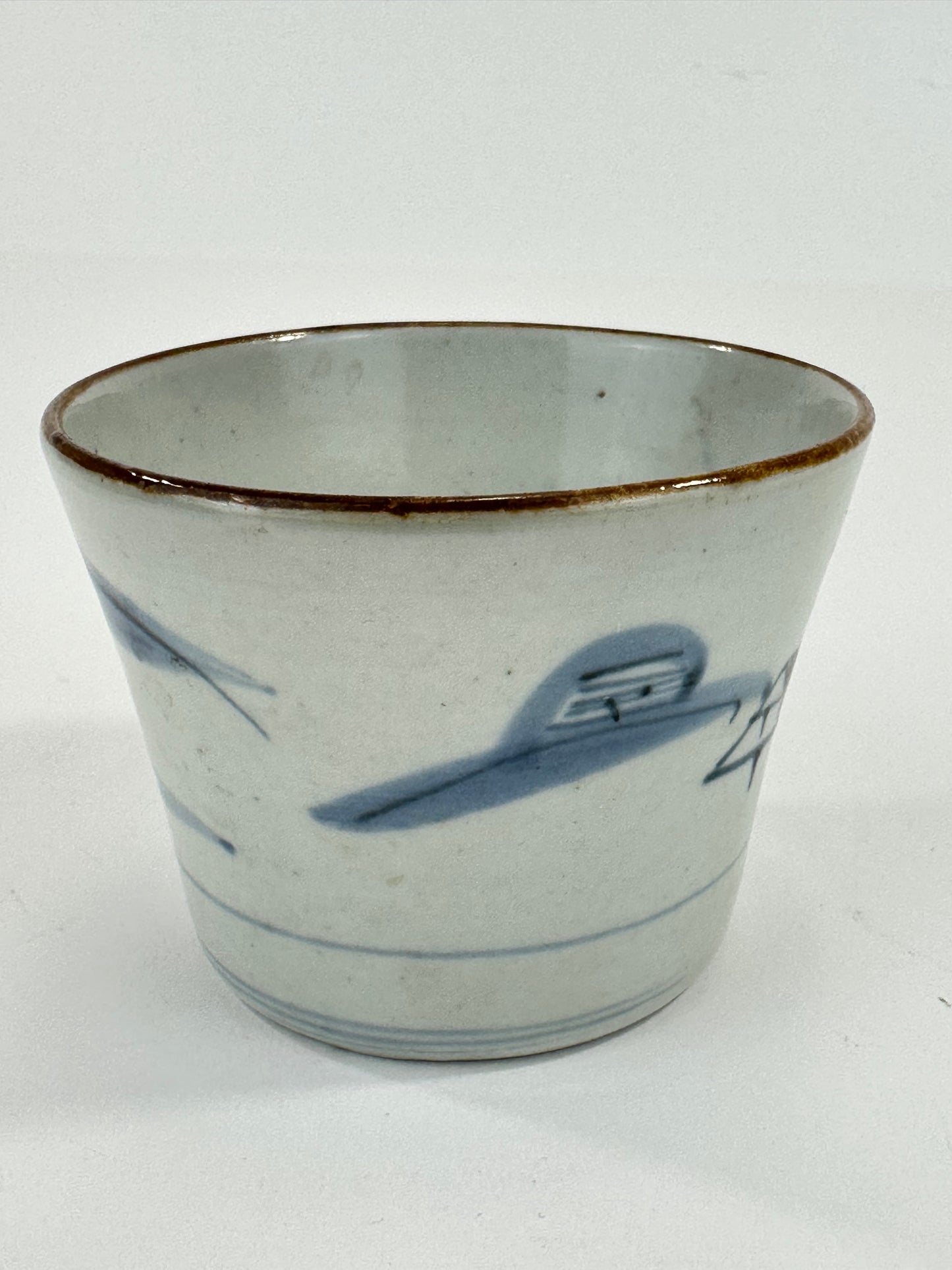 Antique Japanese Edo Period Blue & White Porcelain Sobachoko Sake / Tea Cup 3"