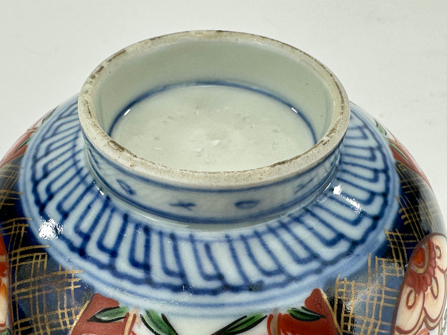 Antique Japanese Imari Style Handpainted Bowl with Gilded Floral Panels 4¾"W