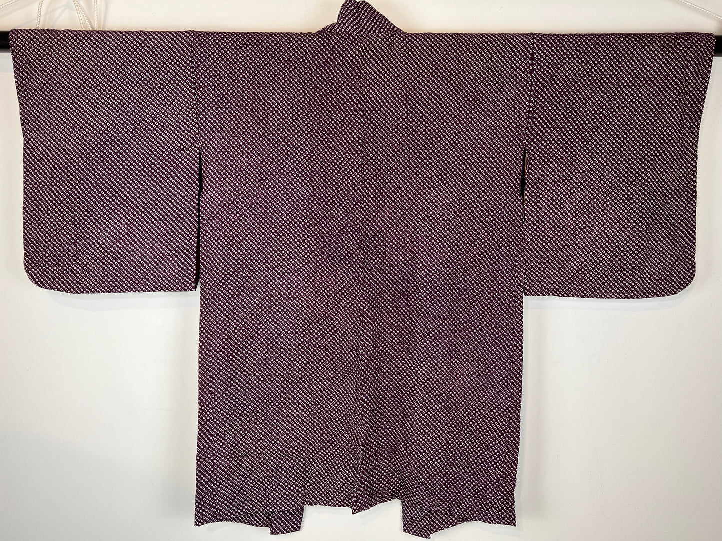 Vintage Japanese Silk Haori Coat in Shibori Tie-dye Style Royal Purple 35"L