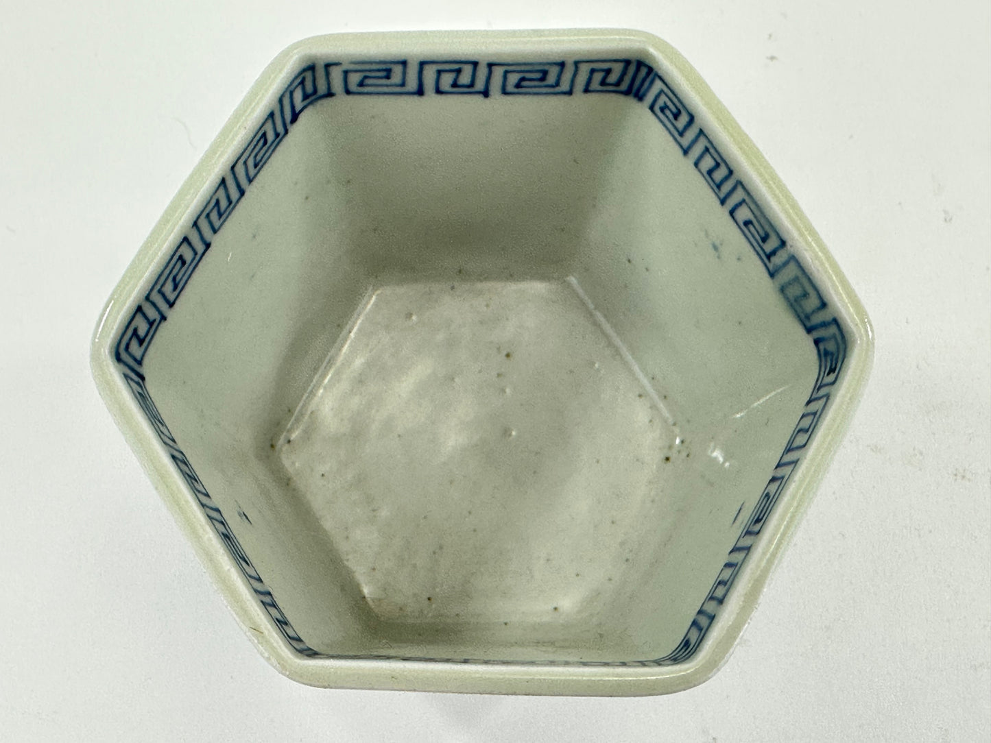 Antique Japanese Arita Imari Blue & White Hexagonal Porcelain Cup 19thC