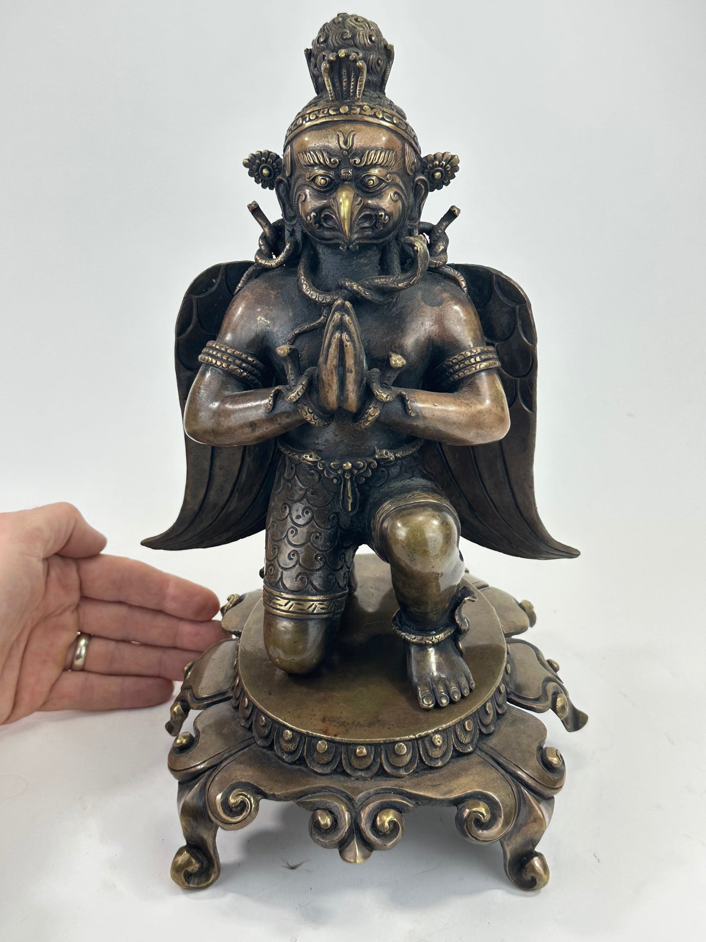 Vintage Nepalese Bronze Garuda Figure Buddhist Guardian Deity 12.5" LS#097