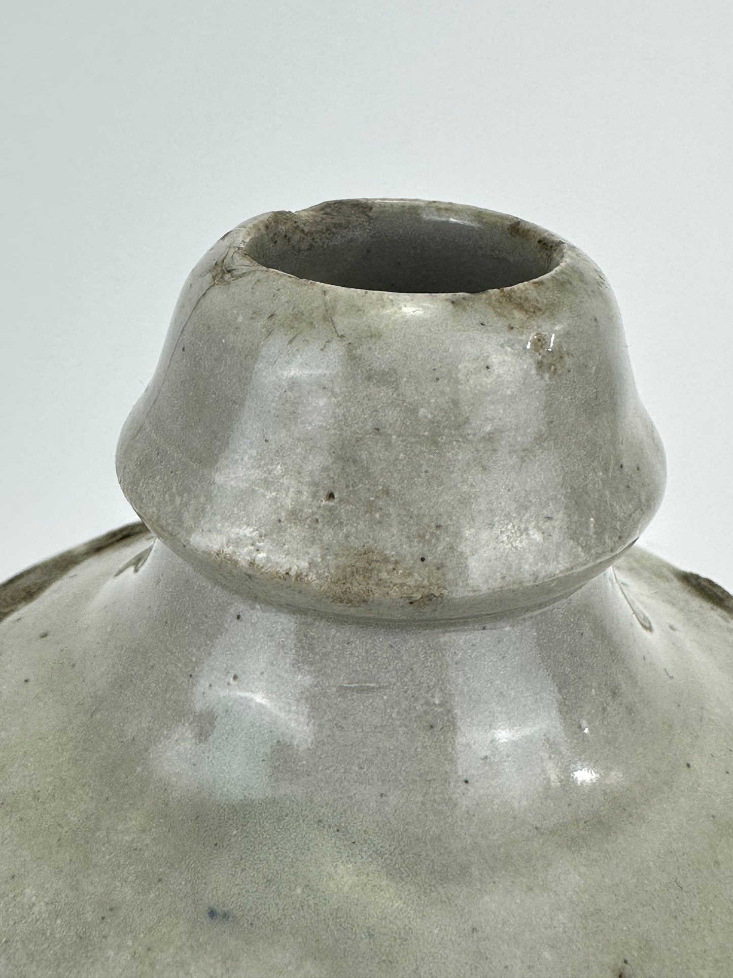 Antique Japanese 1800's Tokkuri Sake Jug Calligraphy Ceramic Mingei Vase 10"