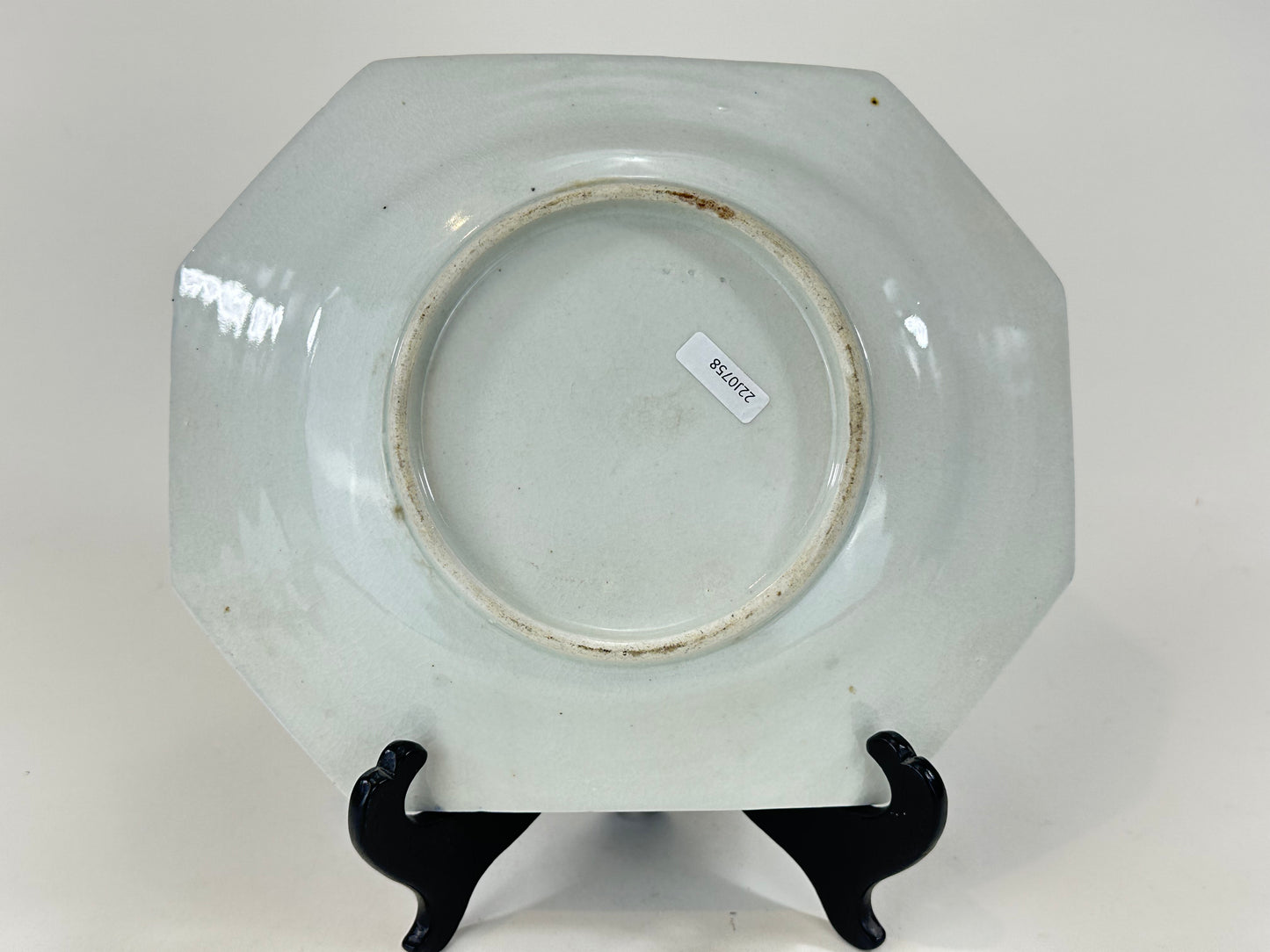 Antique Japanese Meiji Era Octagonal Ceramic Imari Plates Ikebana Motif
