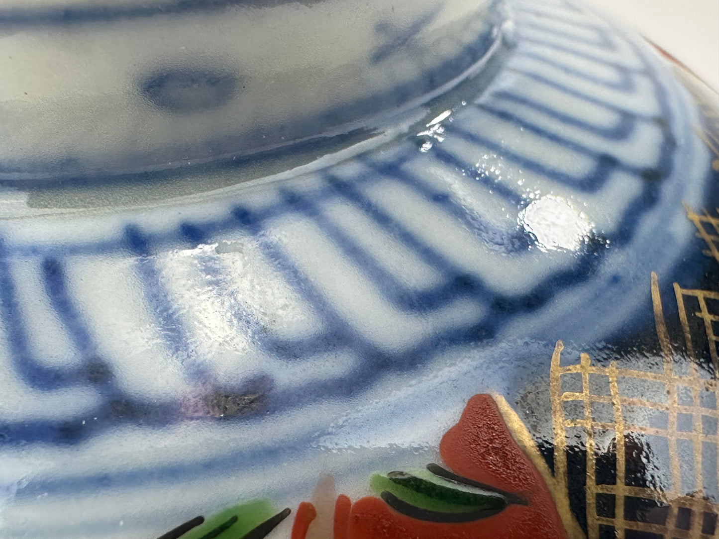 Antique Japanese Imari Style Handpainted Bowl with Gilded Floral Panels 4¾"W