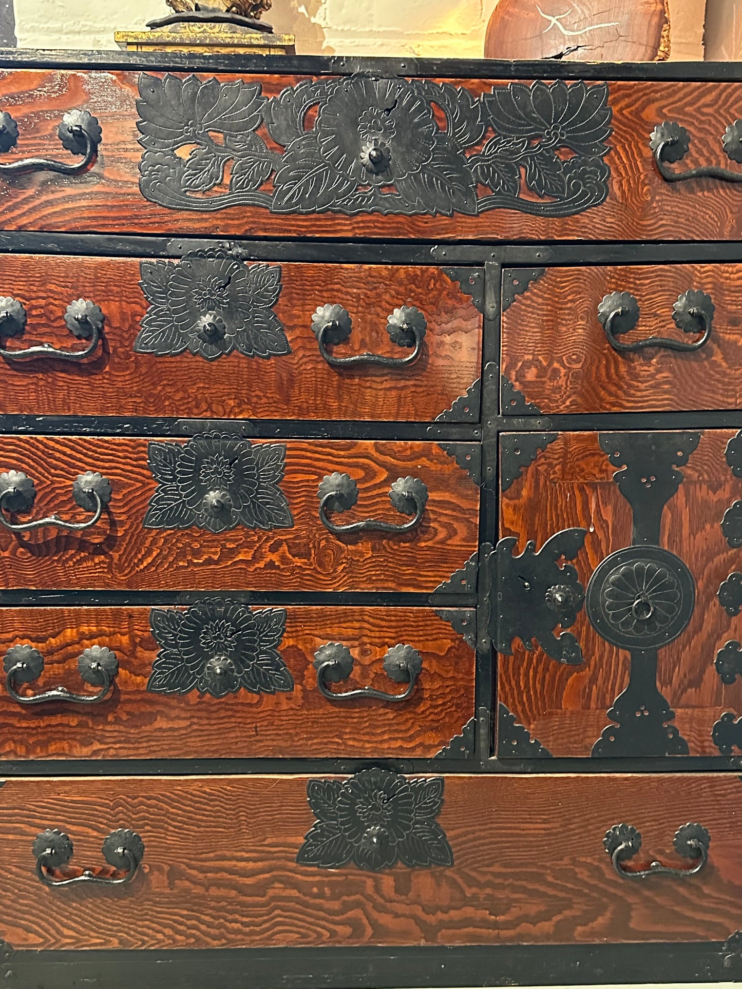 Antique Japanese Sendai Ishodansu Clothing Tansu Keyaki & Sugi Chest 39"H LS#124