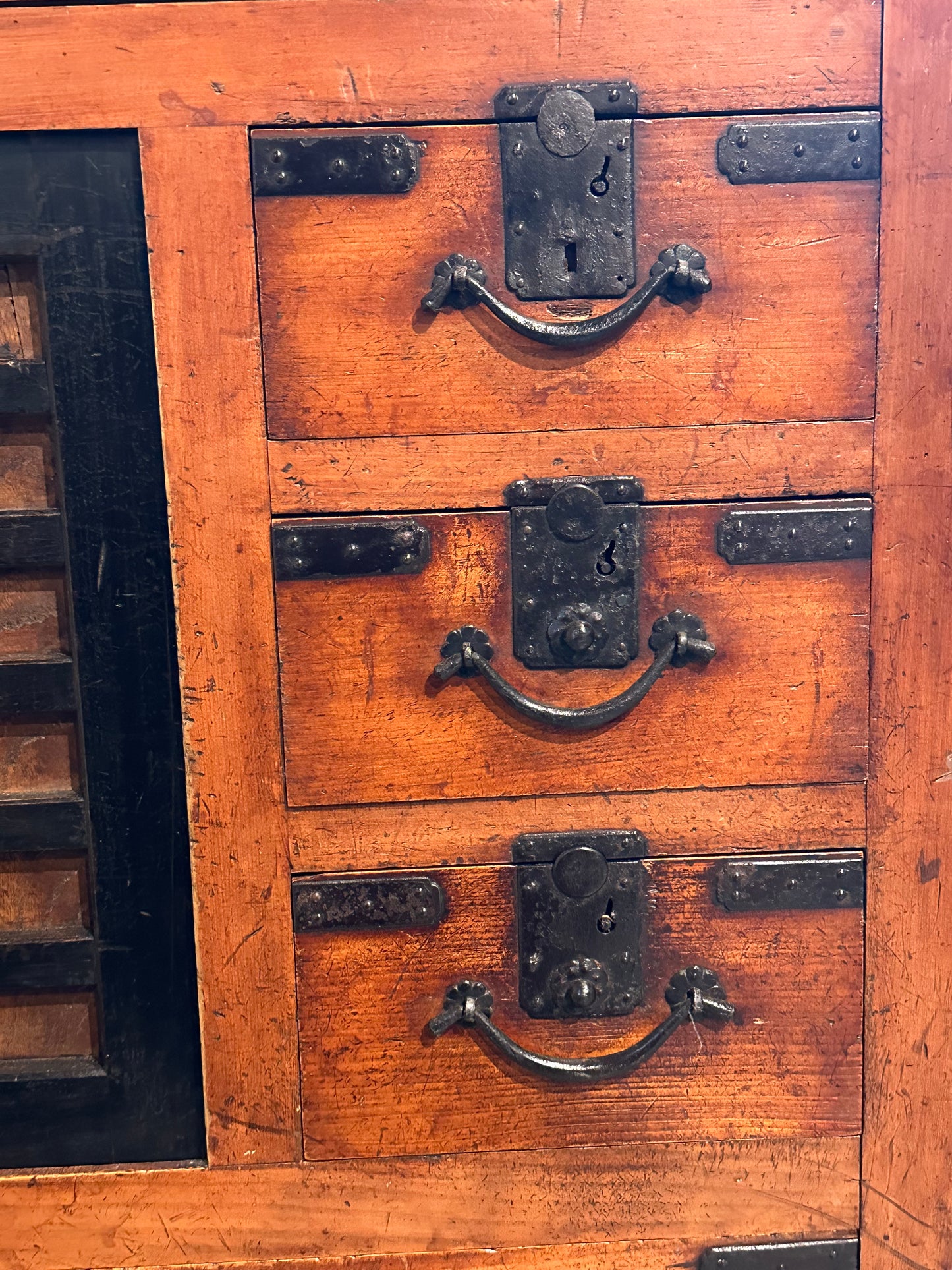 Antique Japanese Meiji Period Chobadansu Merchant Tansu Chest 38"W LS#127