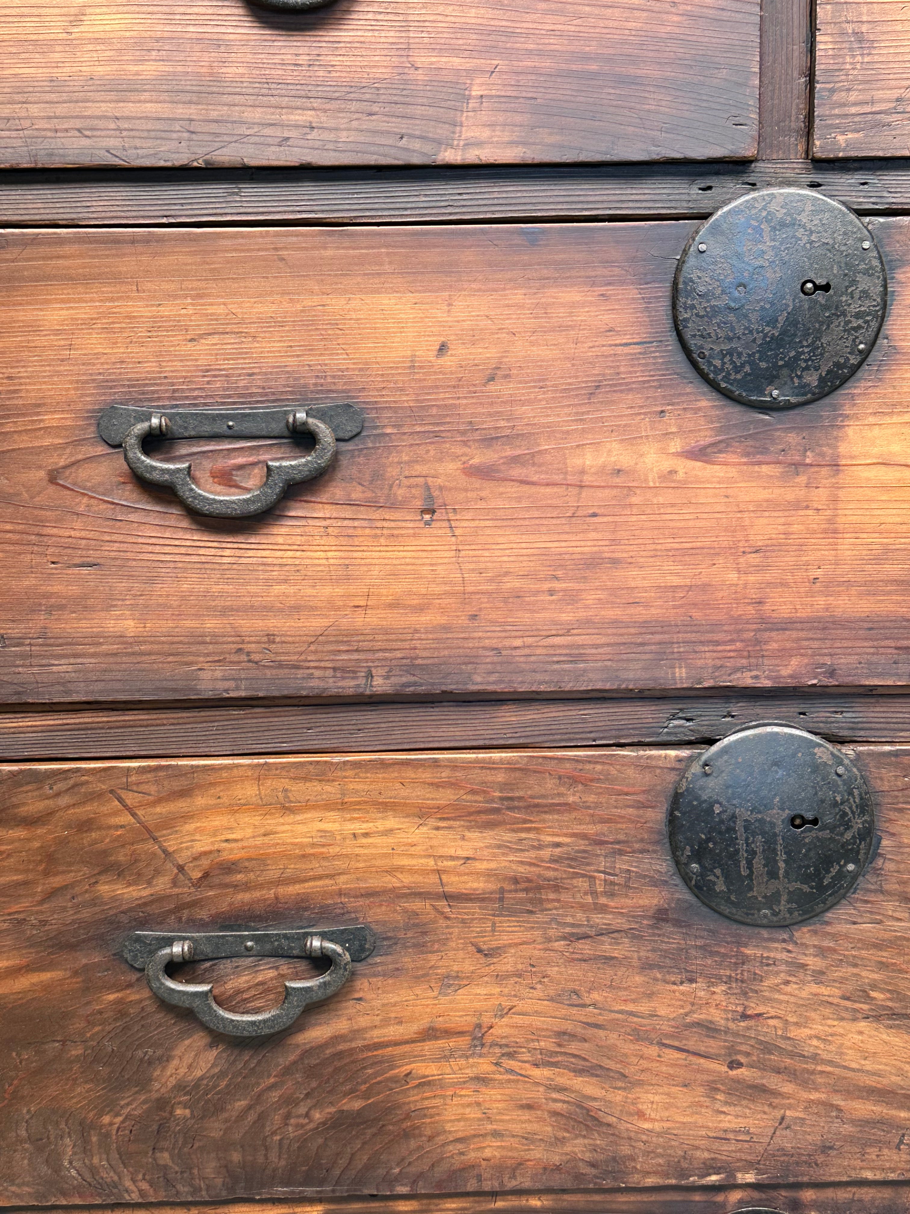 Antique Japanese Meiji Era c1870's Sugi Wood Kimono Tansu Mokko