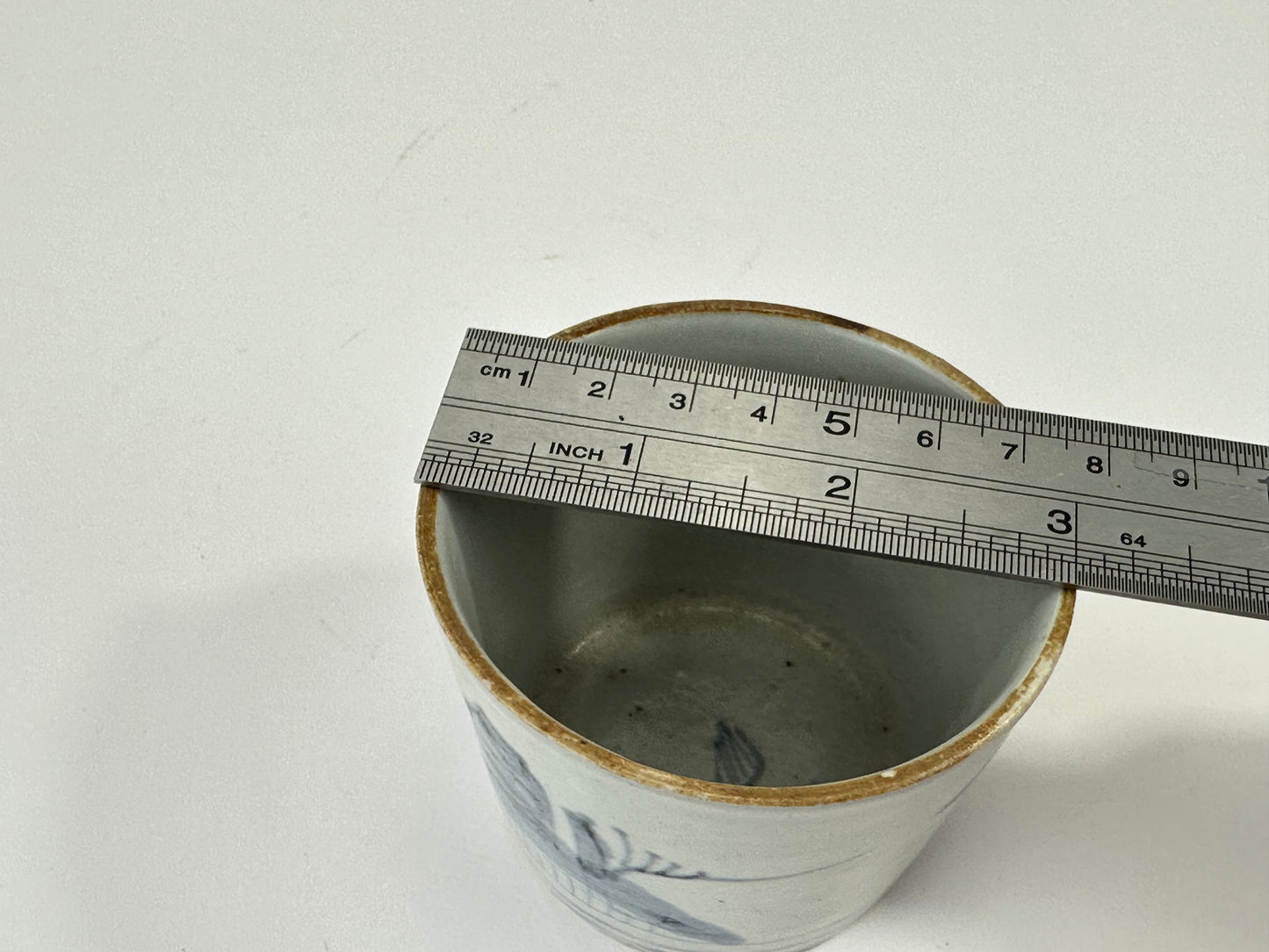 Antique Japanese Edo Period Blue & White Porcelain Sobachoko Sake / Tea Cup 3"