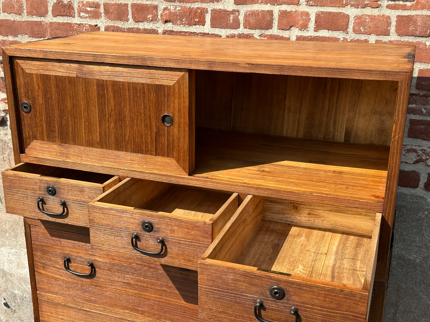 Antique Japanese Ishodansu Clothing Chest Tansu Taisho c1920’s 56”H Kiri Wood