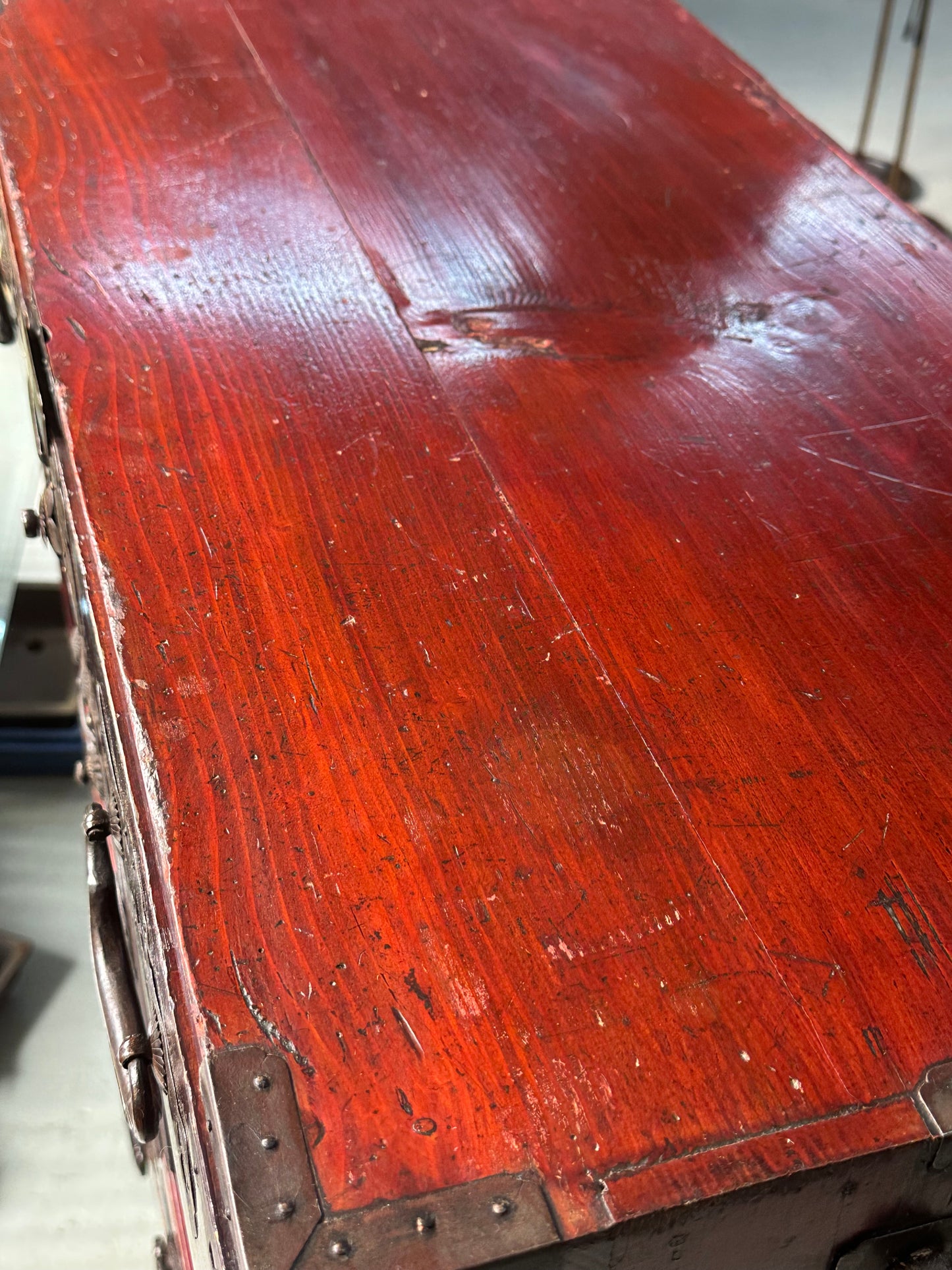 Antique Japanese Meiji Era c1890's Matsumoto Tansu Persimmon & Vermilion Finish 41"H