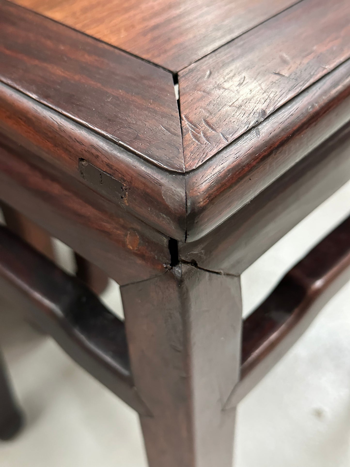 Antique Chinese Qing Dynasty Hongmu Hardwood Single Stool Available 20"H