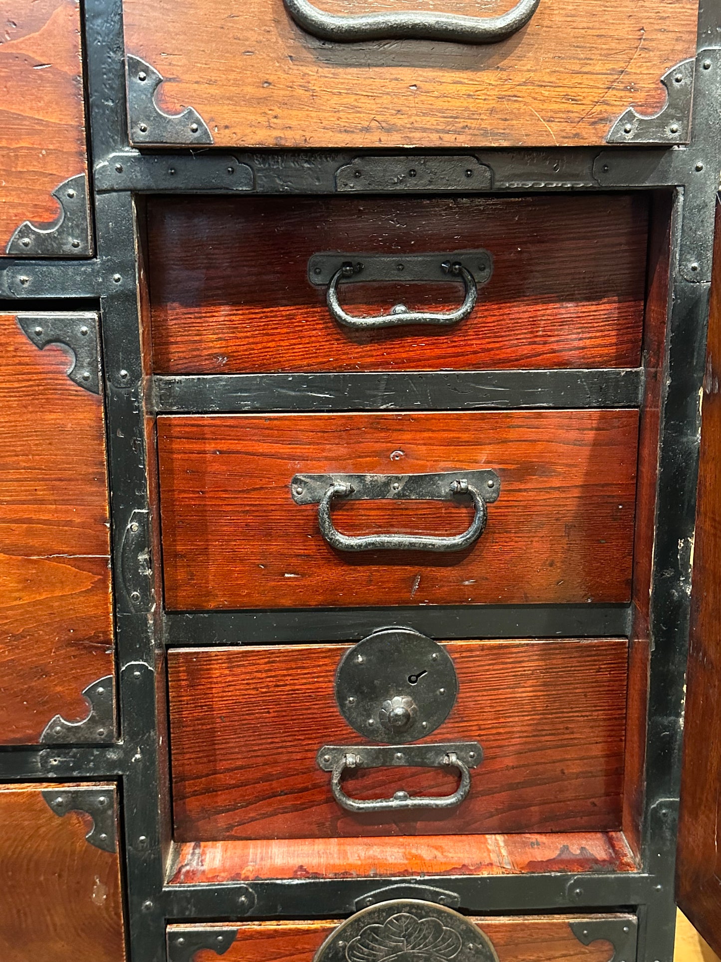 Antique Japanese Meiji Period Ishōdansu Clothing Chest with Safe c1880s LS#126