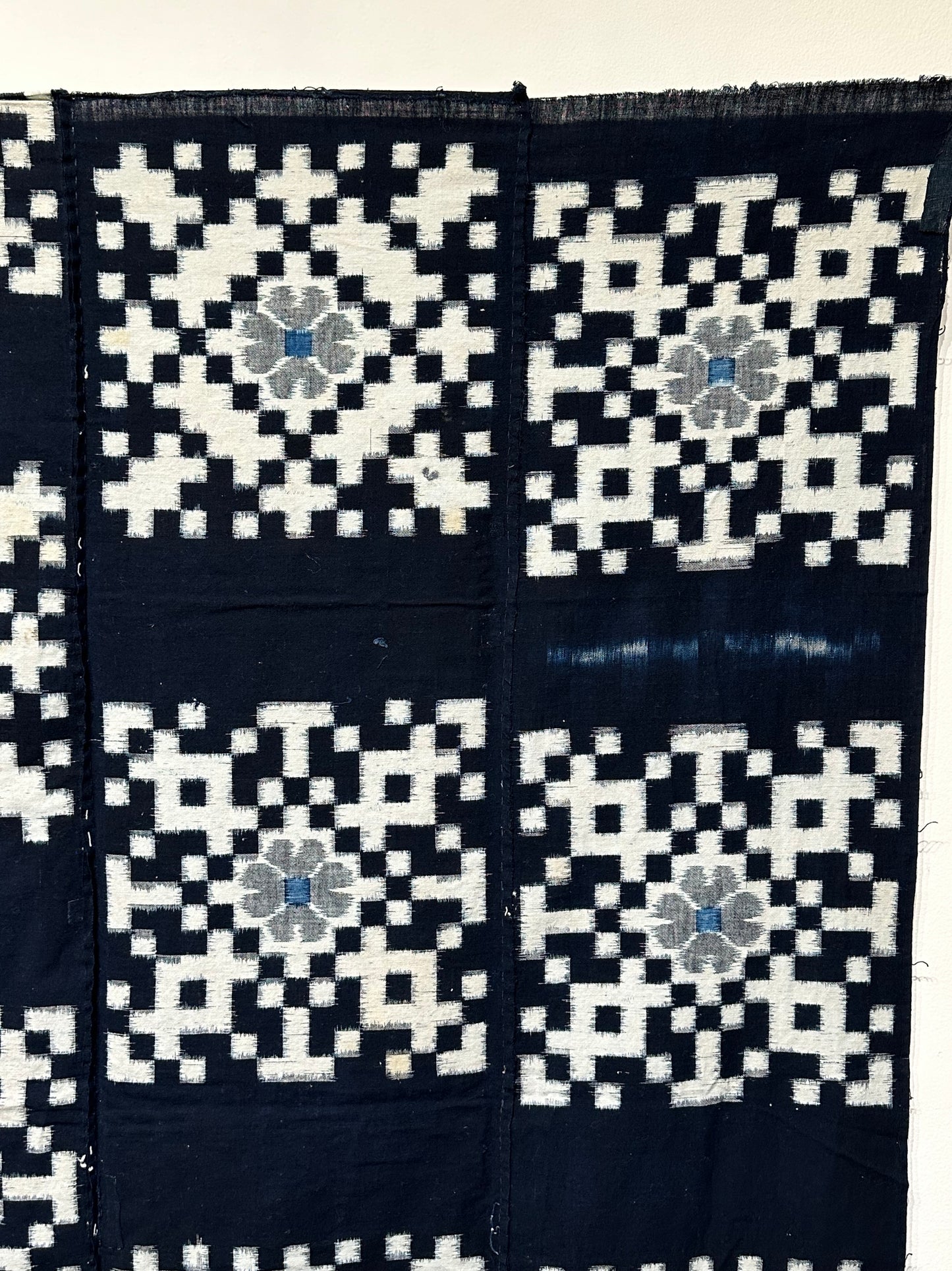 Antique Japanese 19th Century Textile - Kasuri Indigo Ikat 49"x60" #87