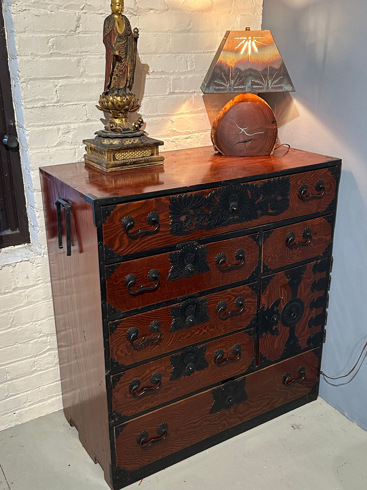 Antique Japanese Sendai Ishodansu Clothing Tansu Keyaki & Sugi Chest 39"H LS#124