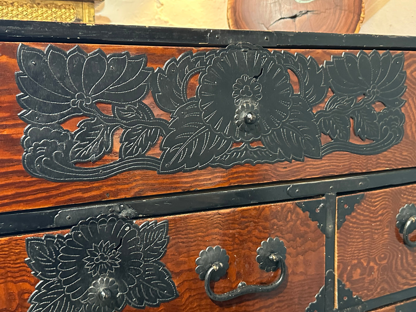 Antique Japanese Sendai Ishodansu Clothing Tansu Keyaki & Sugi Chest 39"H LS#124