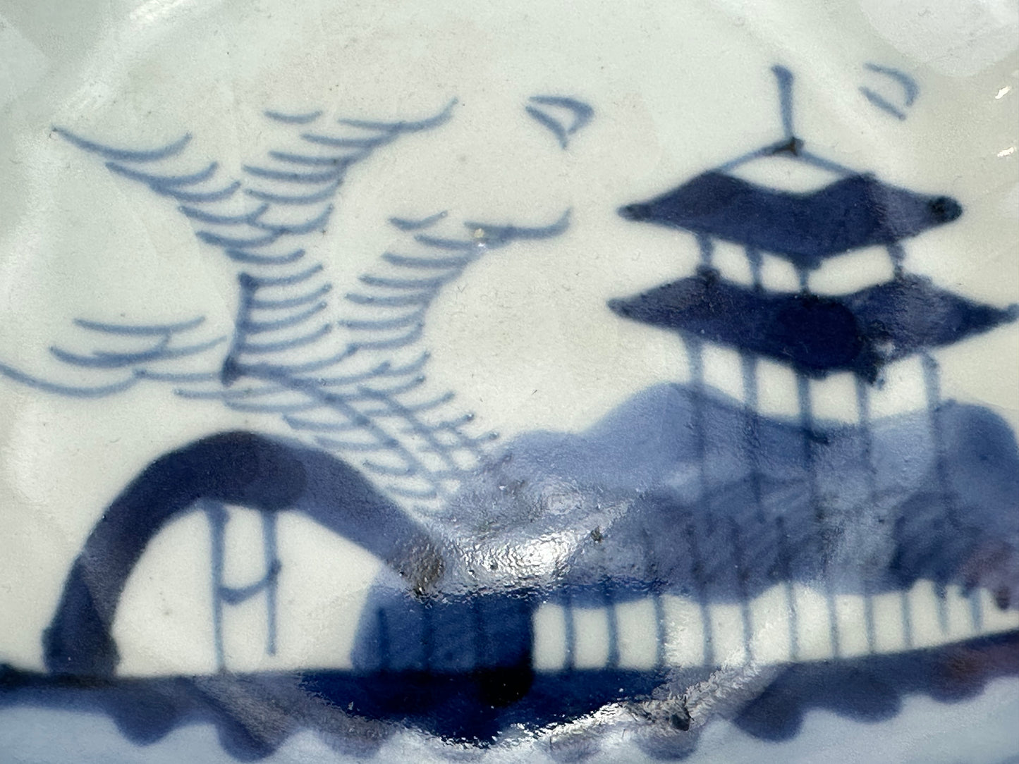 Antique Japanese Imari Scalloped Porcelain Bowl with Underglaze Blue Design 6.25"W