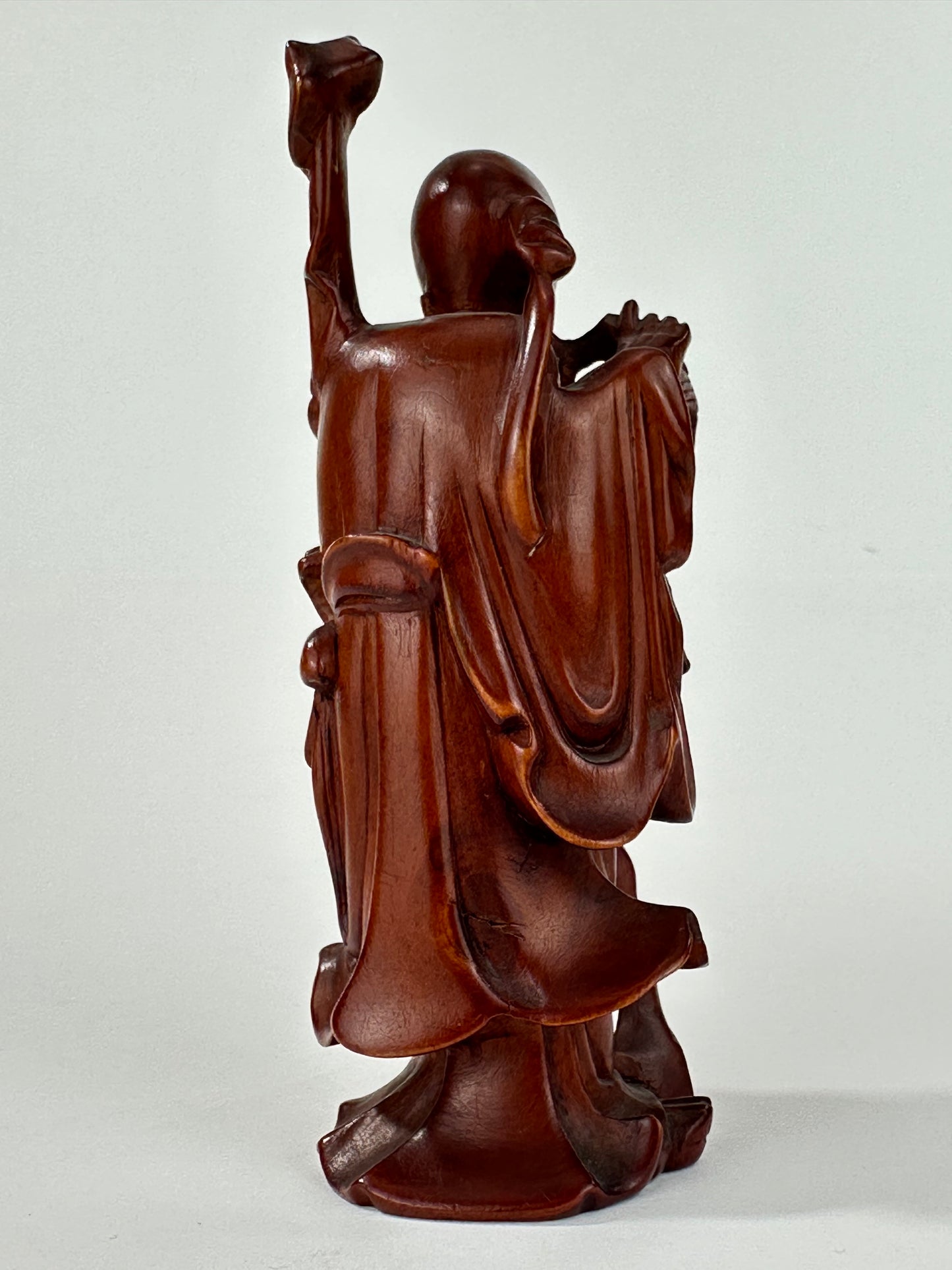Vintage Chinese Hand-Carved Hardwood Figurine Sculpture Folk Figure 5"H