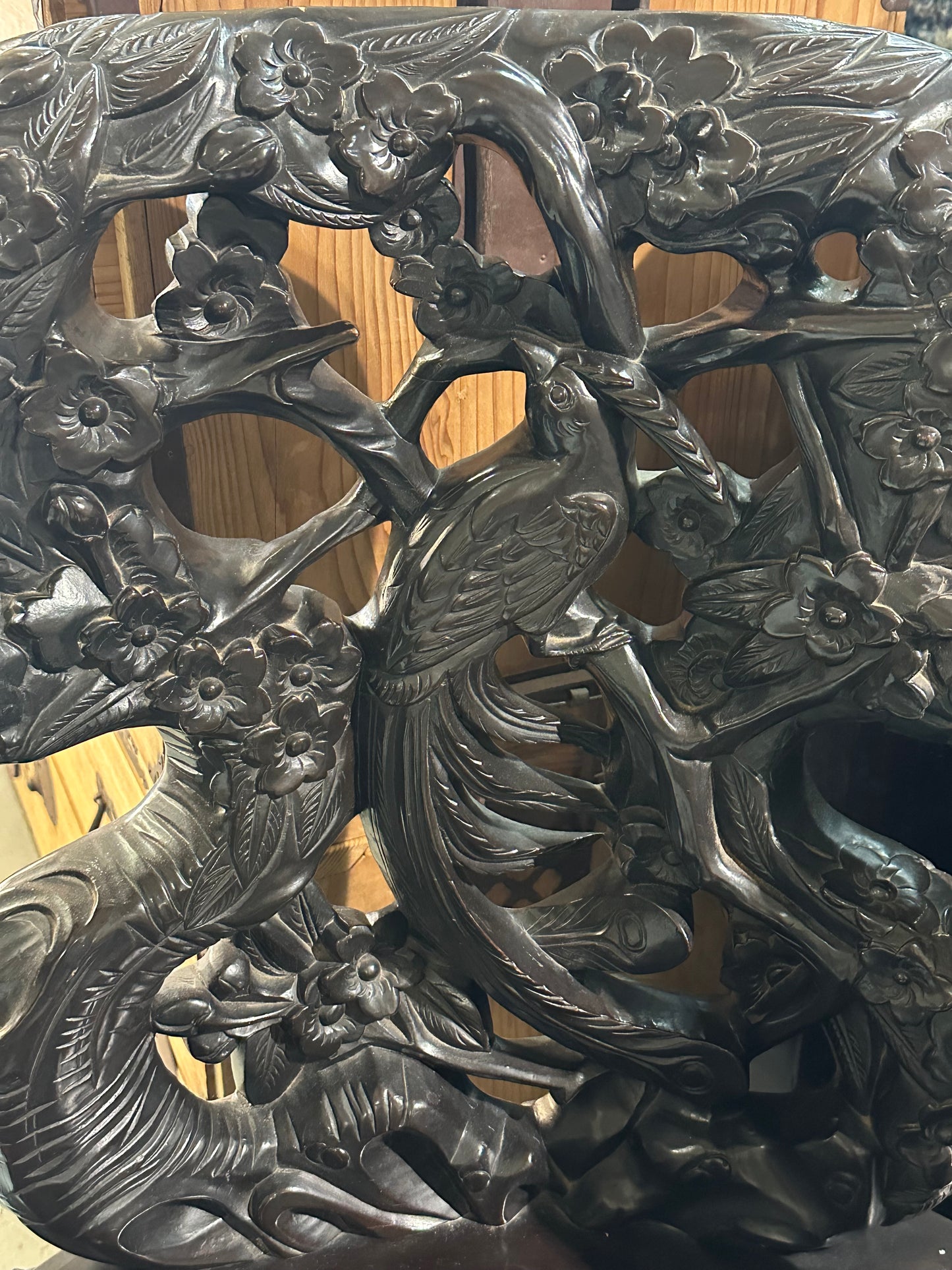 Japanese Dragon-Carved Export Armchair in Sugi Wood Meiji Era, c.1900 18.5" Seat
