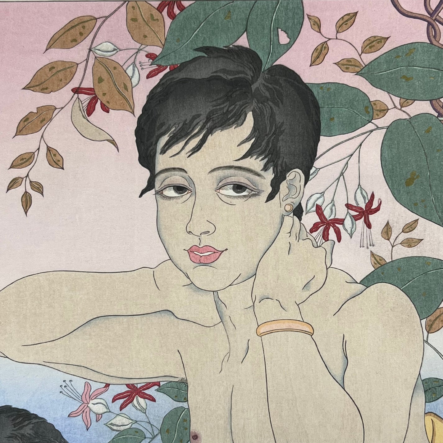 Rare 1st Ed Original Paul Jacoulet Woodblock Print "Le Reveil" Saipan