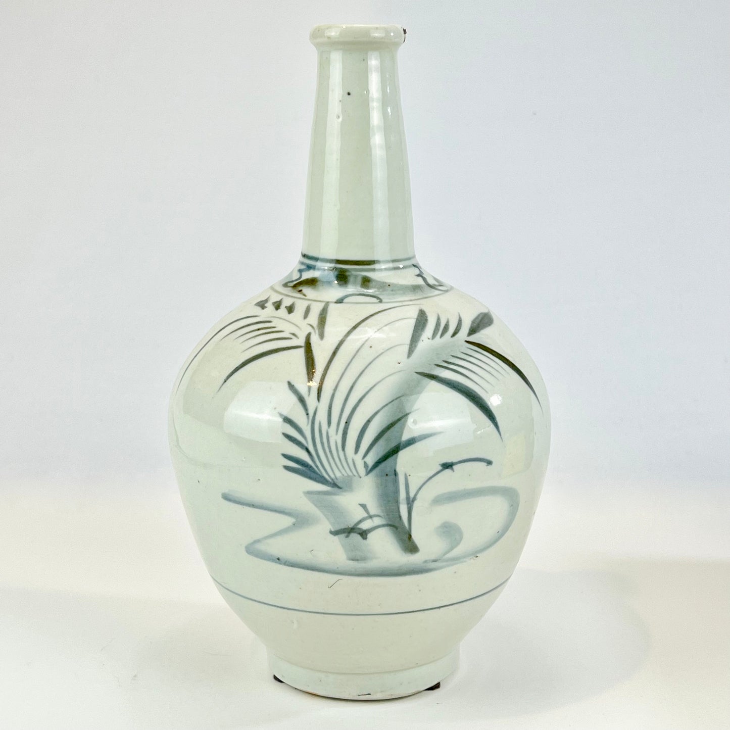 Antique Japanese c1890 Tokkuri Sake Bottle Vase Blue & White 11"