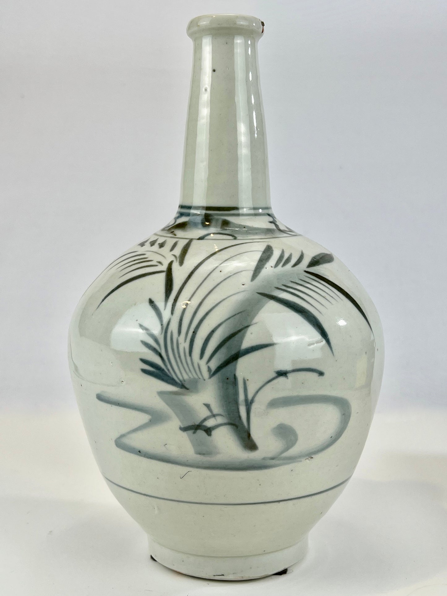 Antique Japanese c1890 Tokkuri Sake Bottle Vase Blue & White 11"