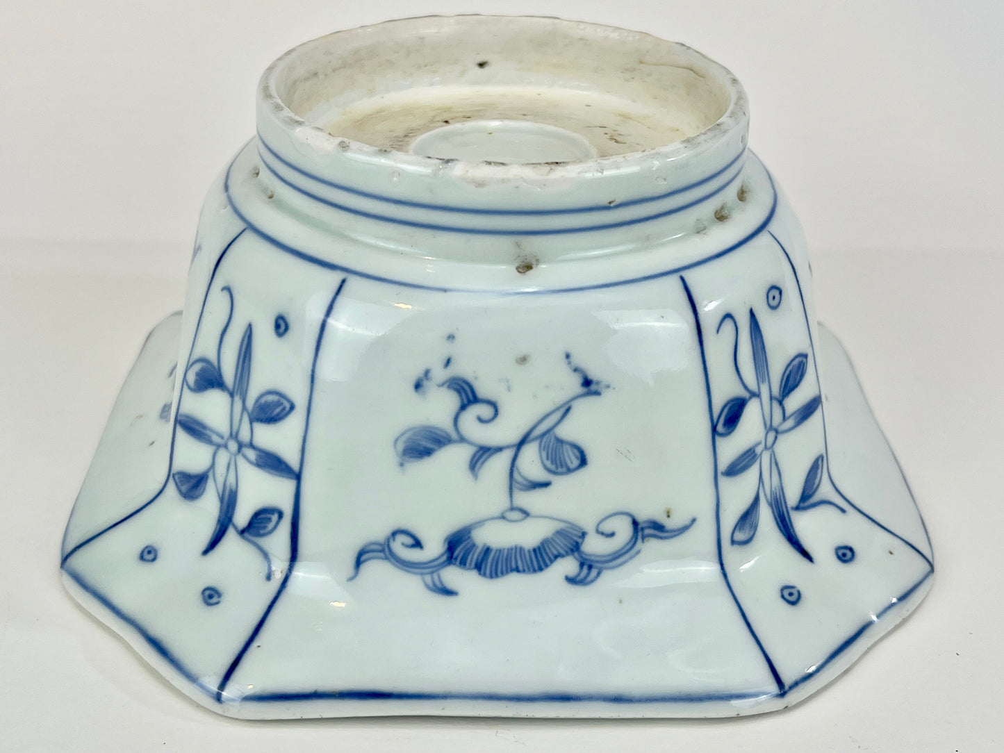 Antique Meiji Hand Painted Imari Japanese Ceramic Square Bowl Blue & White 7”