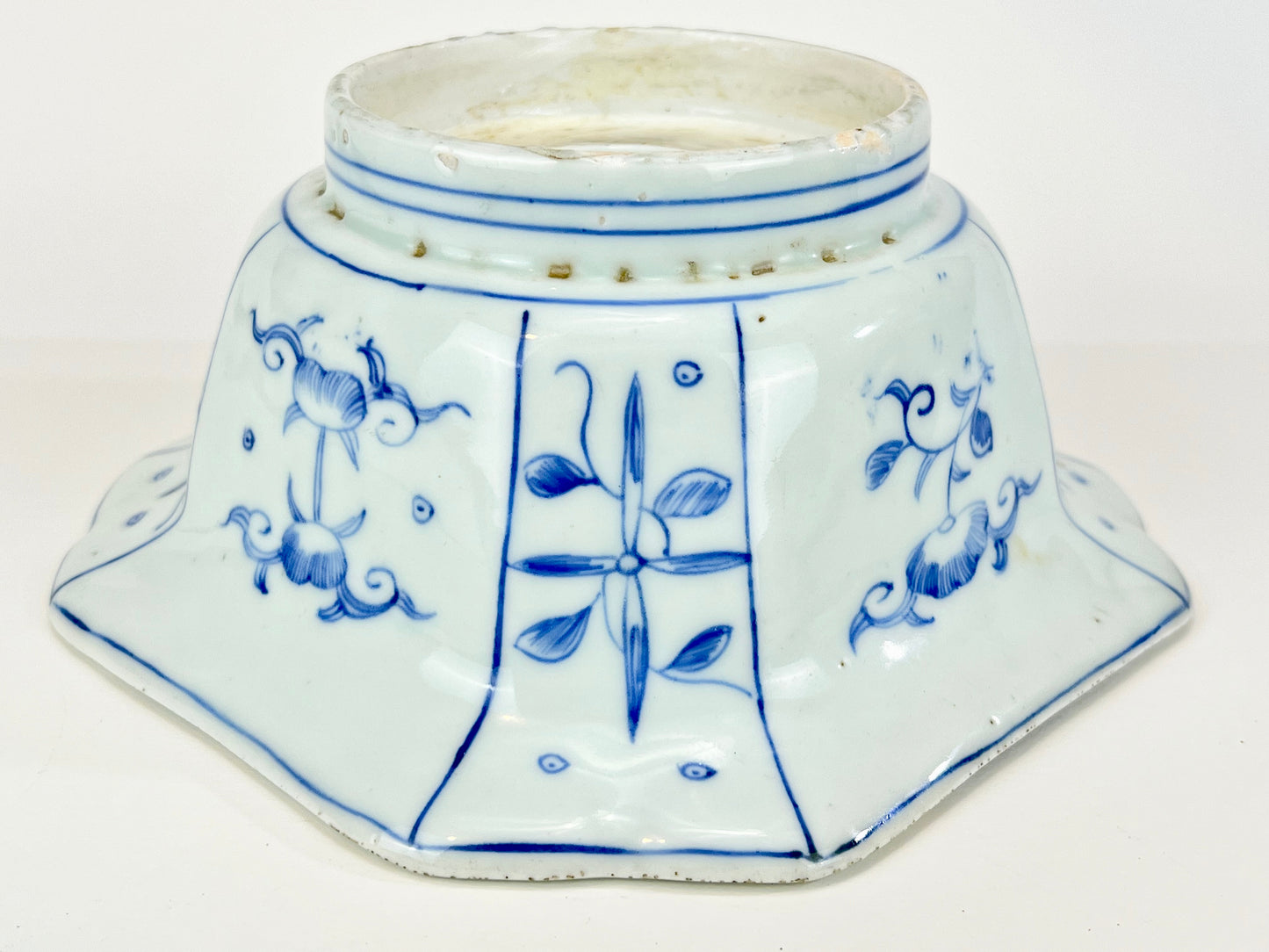 Antique Meiji Hand Painted Imari Japanese Ceramic Square Bowl Blue & White 7”