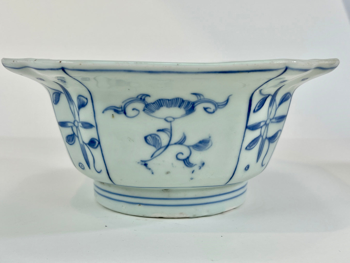 Antique Meiji Hand Painted Imari Japanese Ceramic Square Bowl Blue & White 7”
