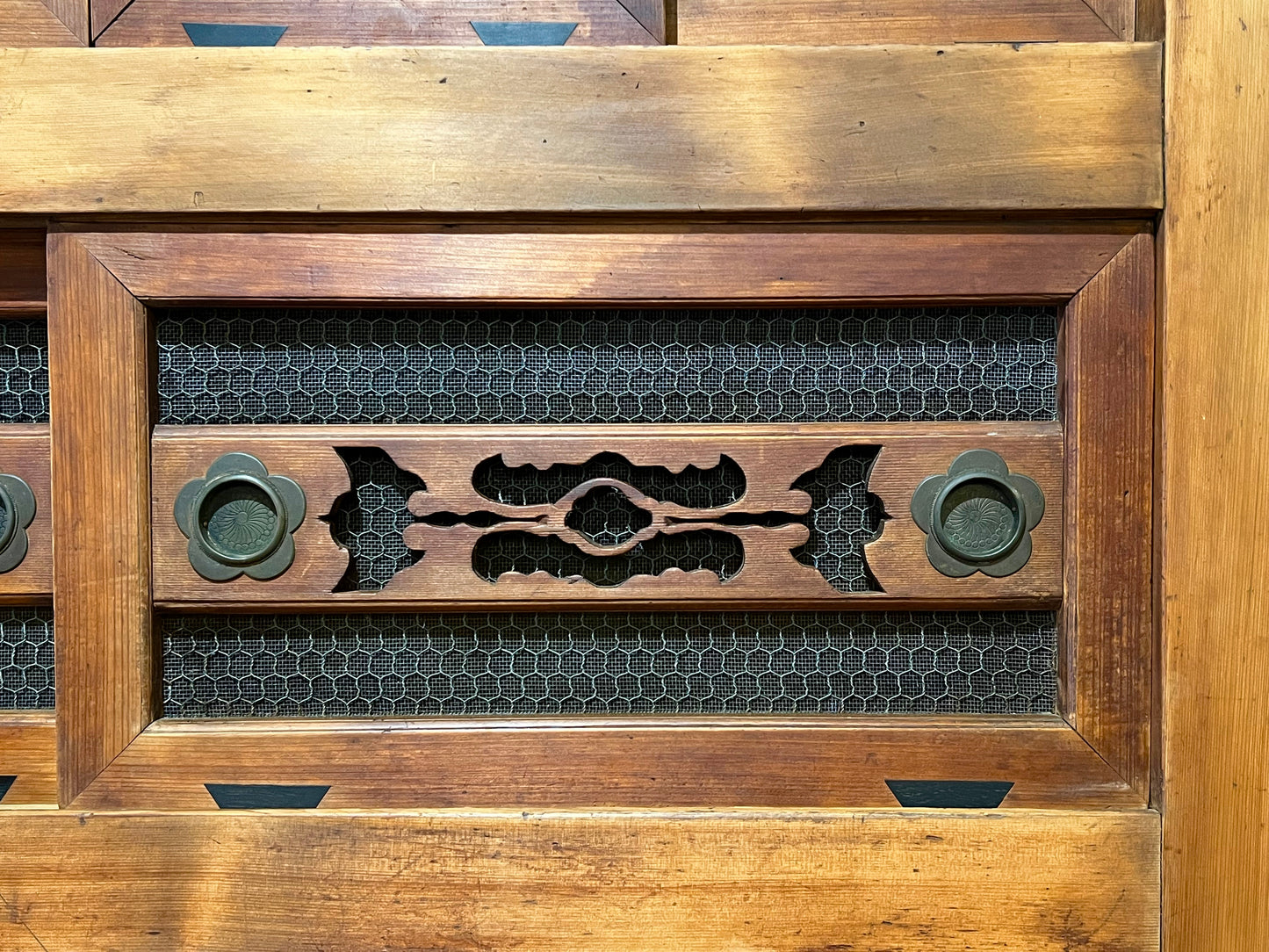 Antique Japanese Kitchen Tansu Meiji Era c1890's Keyaki & Sugi Wood Tansu Chest 48"W