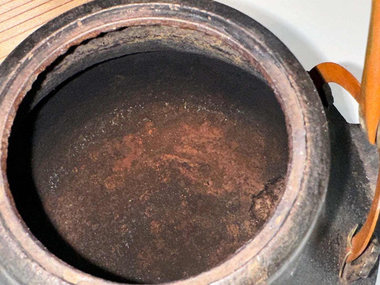 Antique Japanese Choshi Cast Iron Sake Warmer Enamel Inside Ume 9"L