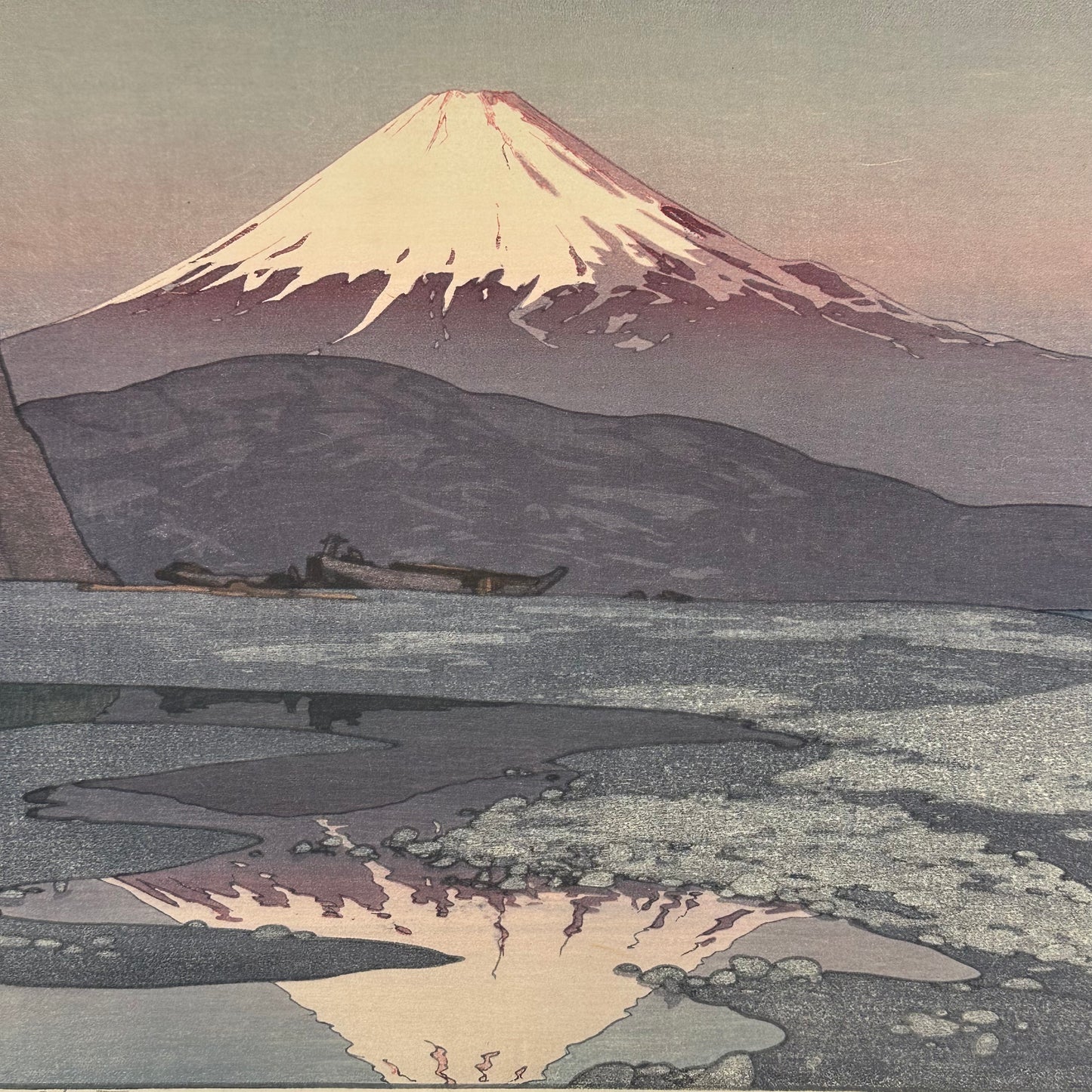 "Fuji Yama from Okitsu" Hiroshi Yoshida Woodblock Print 1928 Signed Original